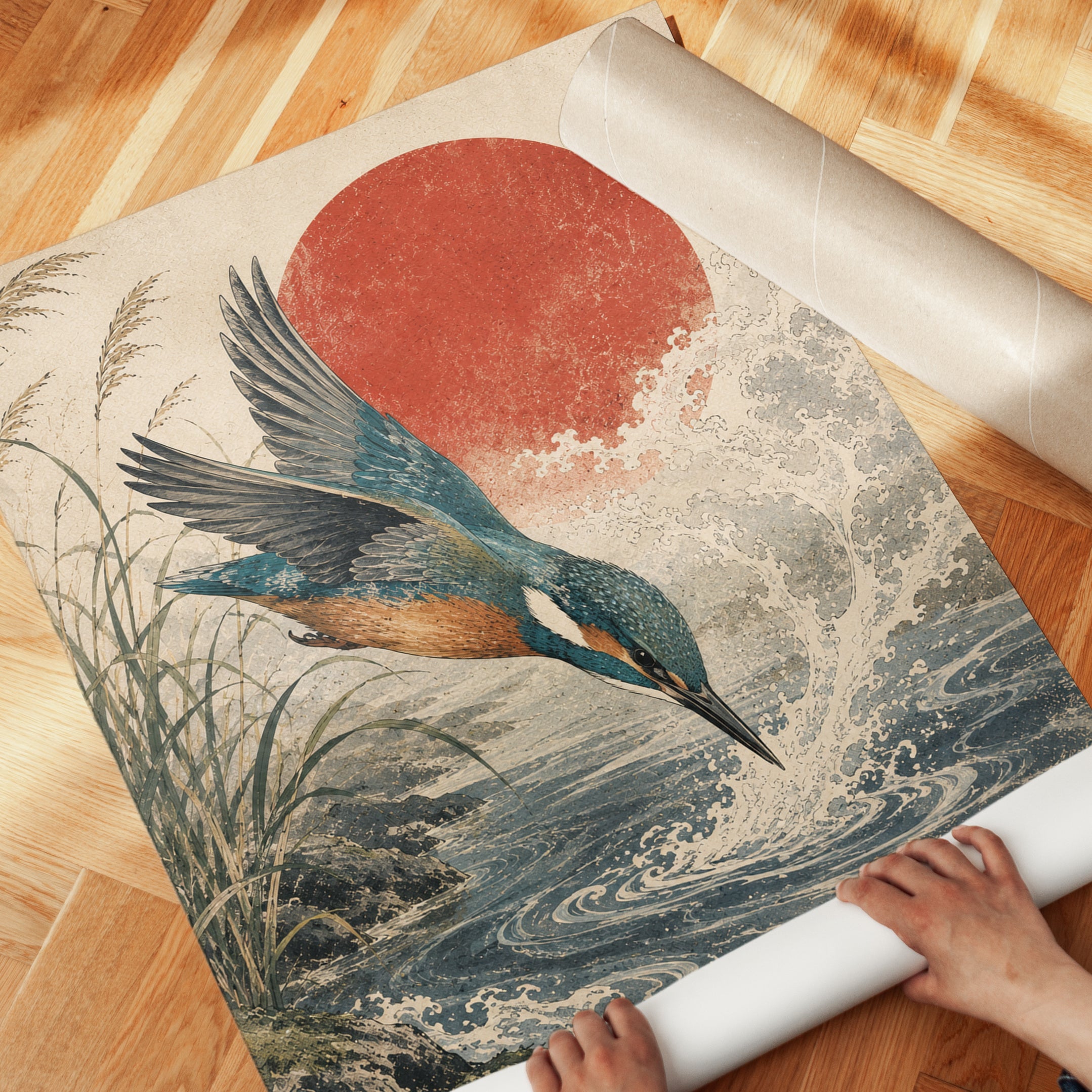 Japanese Kingfisher Print - detail