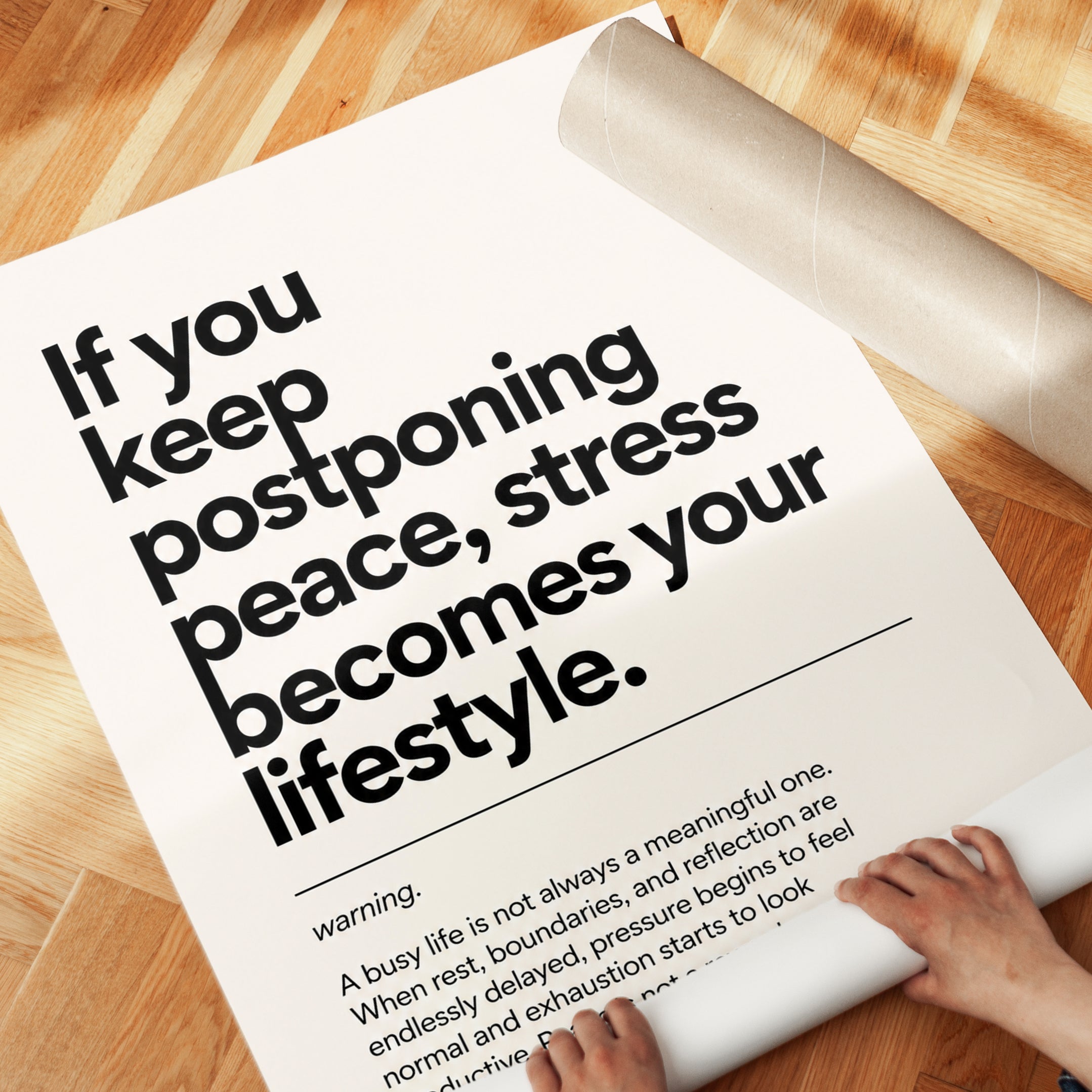 Motivational Typography Print — Stress & Peace Quote - detail