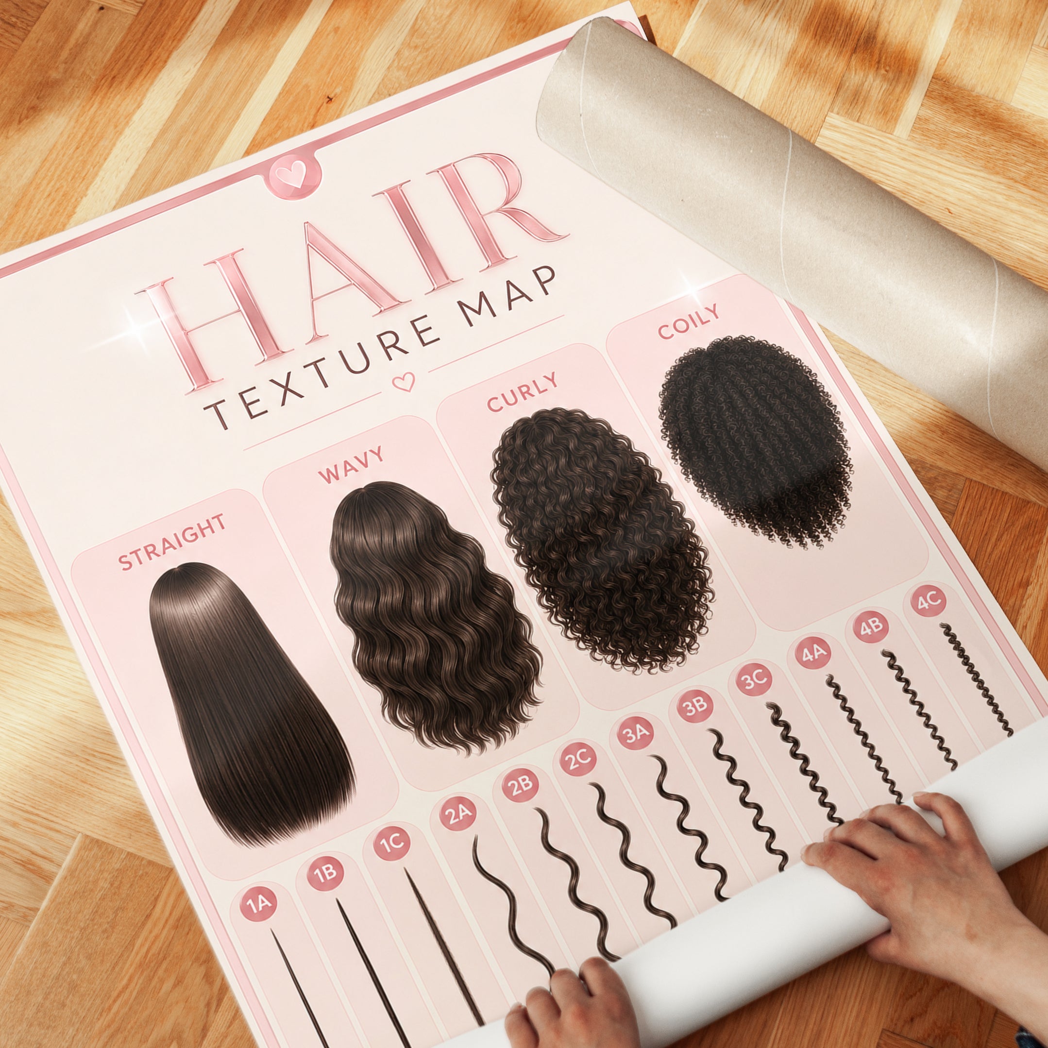 Hair Texture Map Chart: Beauty Salon Educational Poster - detail