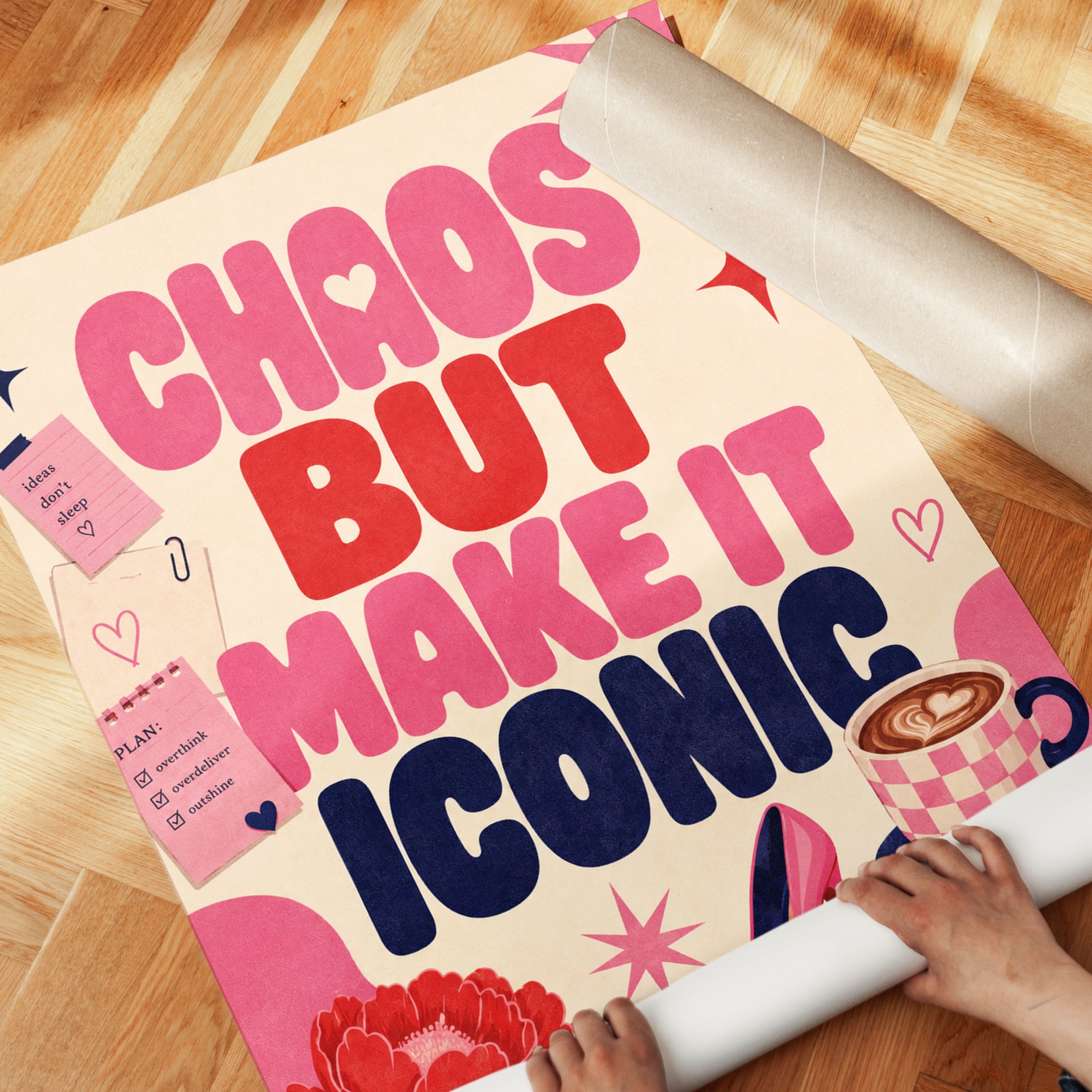 Chaos But Make It Iconic: Retro Motivational Typography Poster - detail