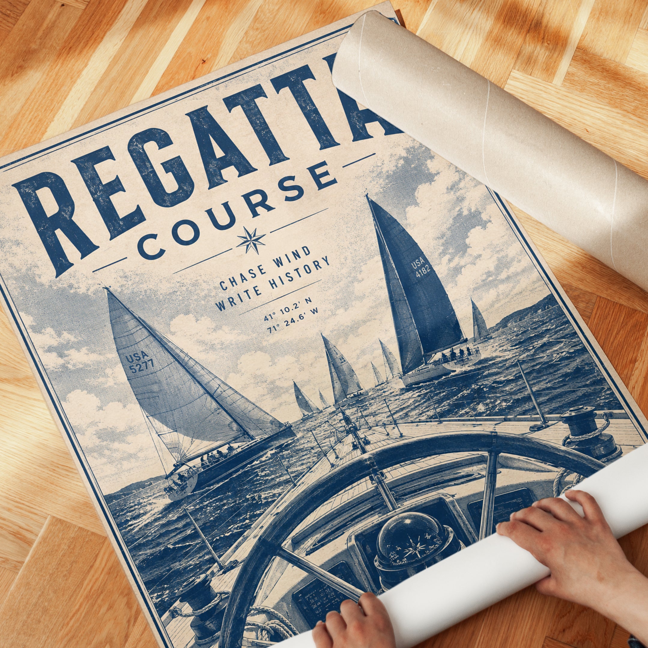 Sailing Wall Art – Nautical Regatta Poster - detail