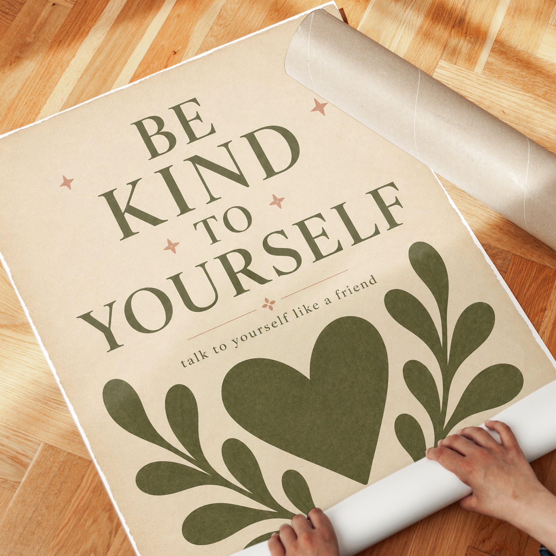 Be Kind to Yourself Print – Self Care Wall Art - detail