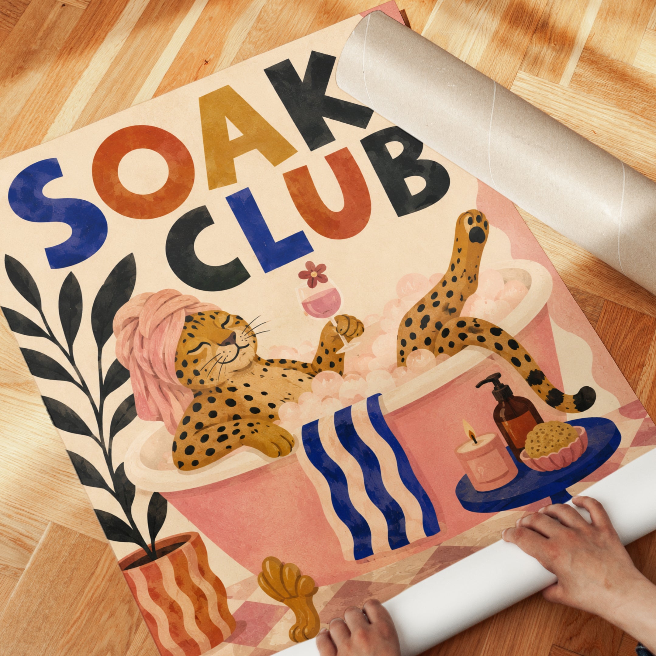 Soak Club Poster – Leopard Bathtub Print - detail