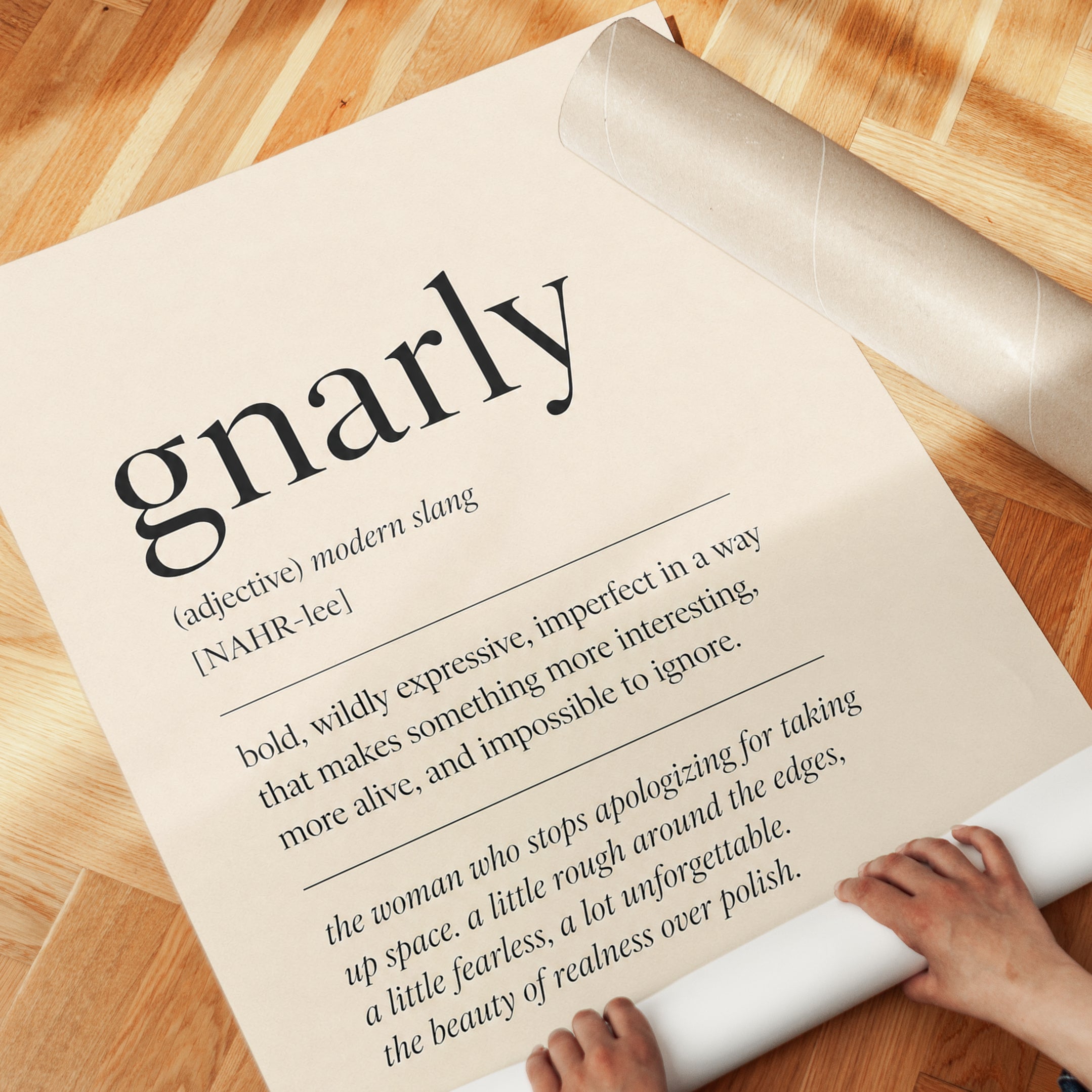 Gnarly Definition Print: Modern Typography Wall Art - detail