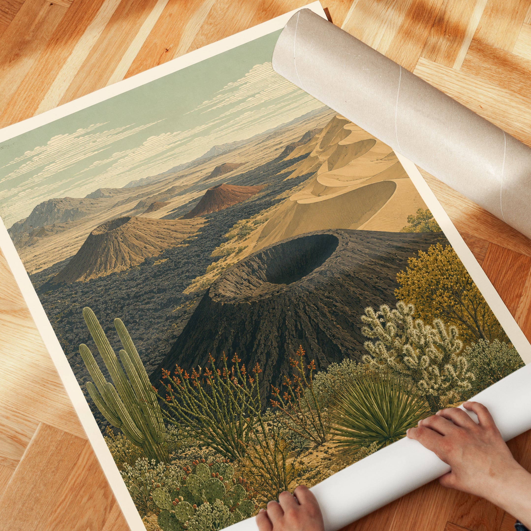 Mexico Travel Poster – El Pinacate Volcano Print - detail