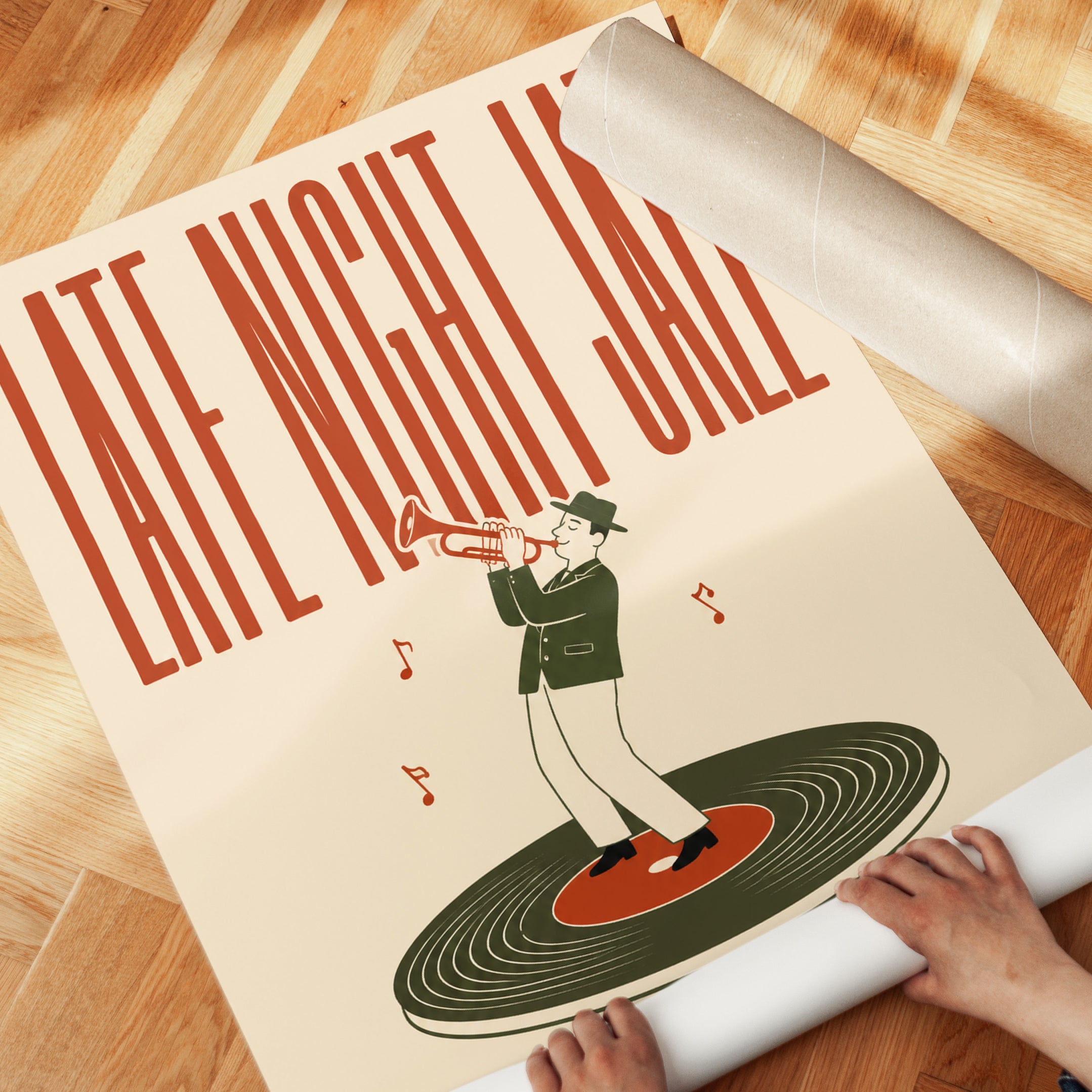 Mid-Century Jazz Poster – Retro Musician - detail