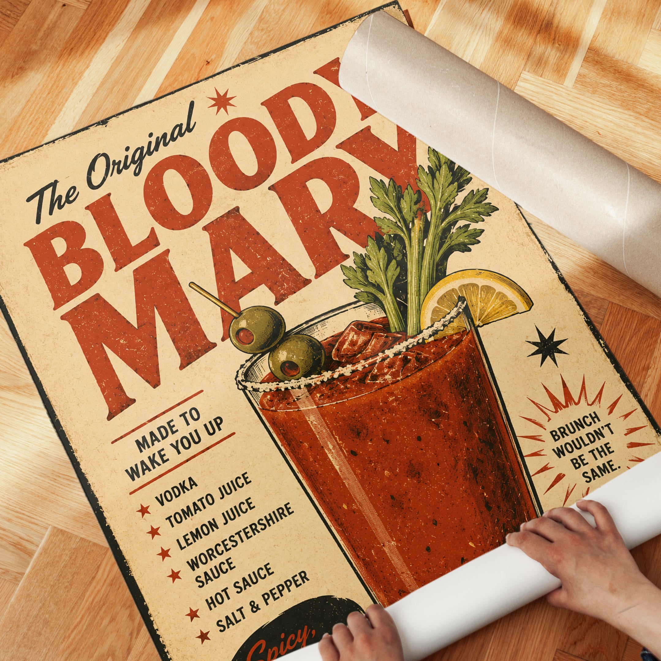 Bloody Mary Poster – Vintage Cocktail Print - detail