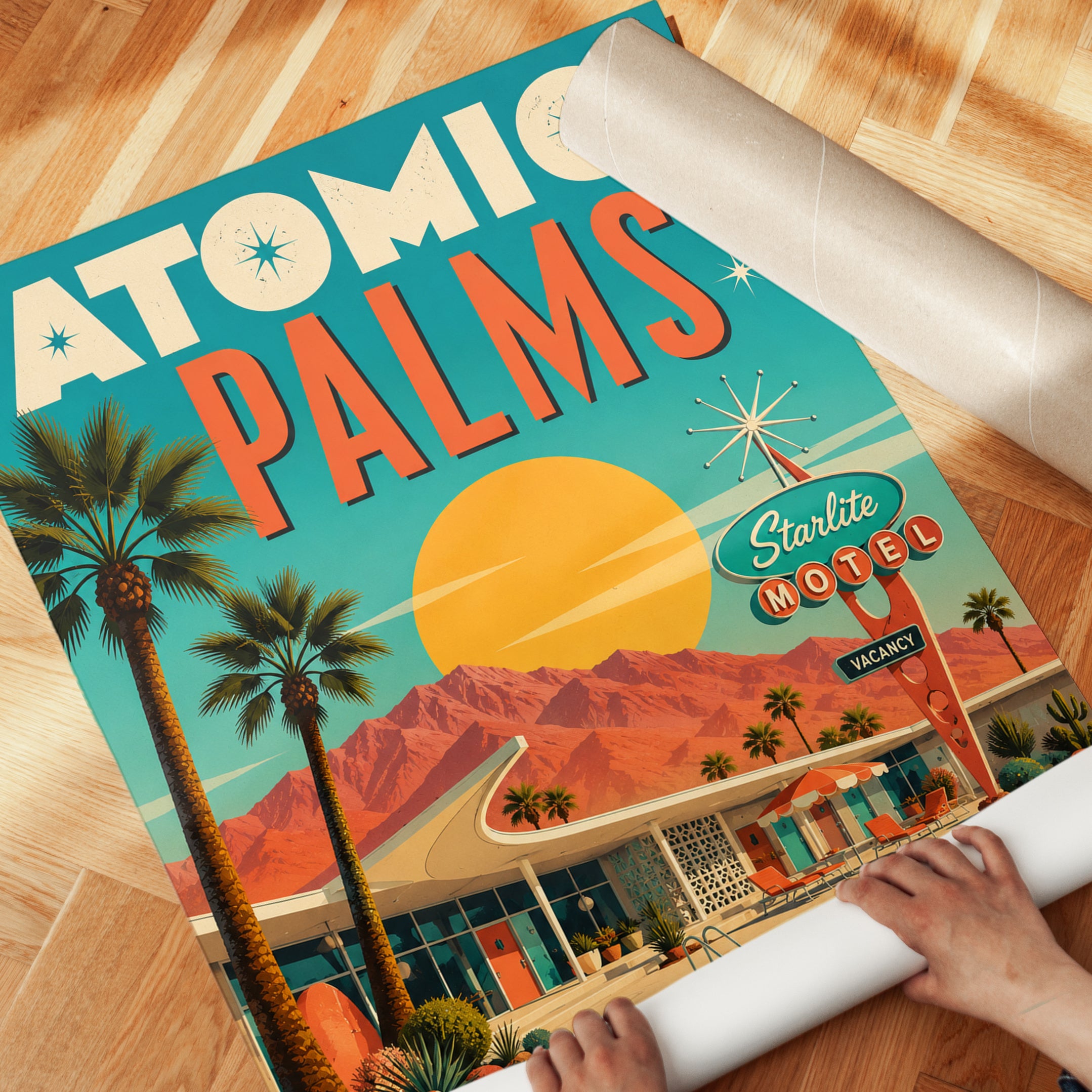 Mid Century Modern Poster – Retro Travel Print - detail
