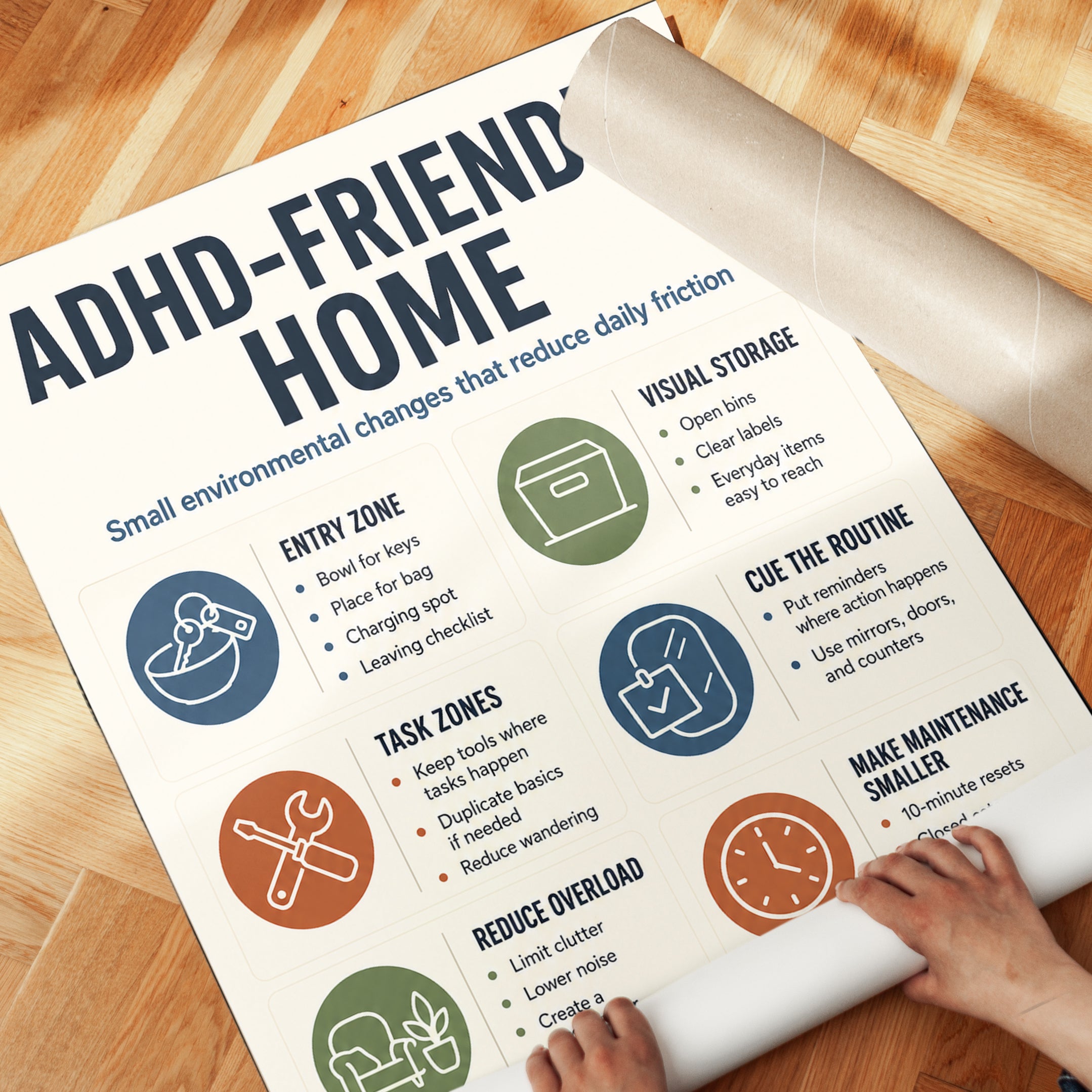 Infographic Wall Art: ADHD Organization Tips - detail