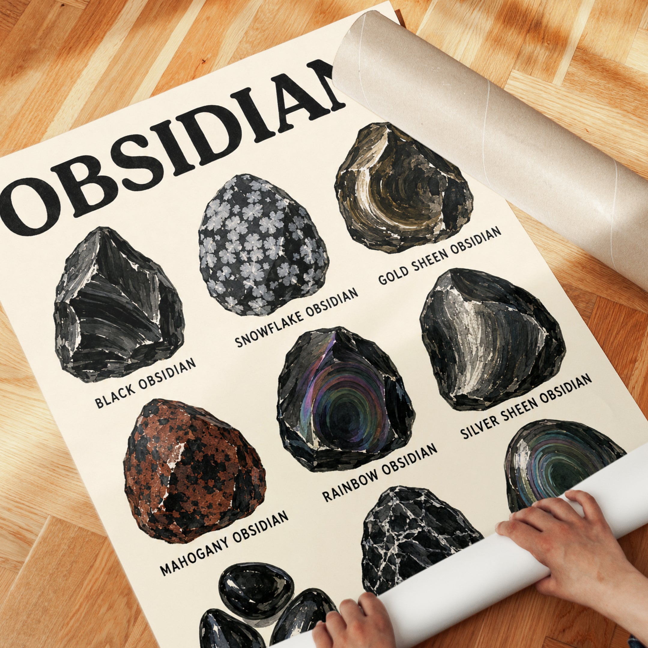 Obsidian Types Print — Educational Geology Chart - detail