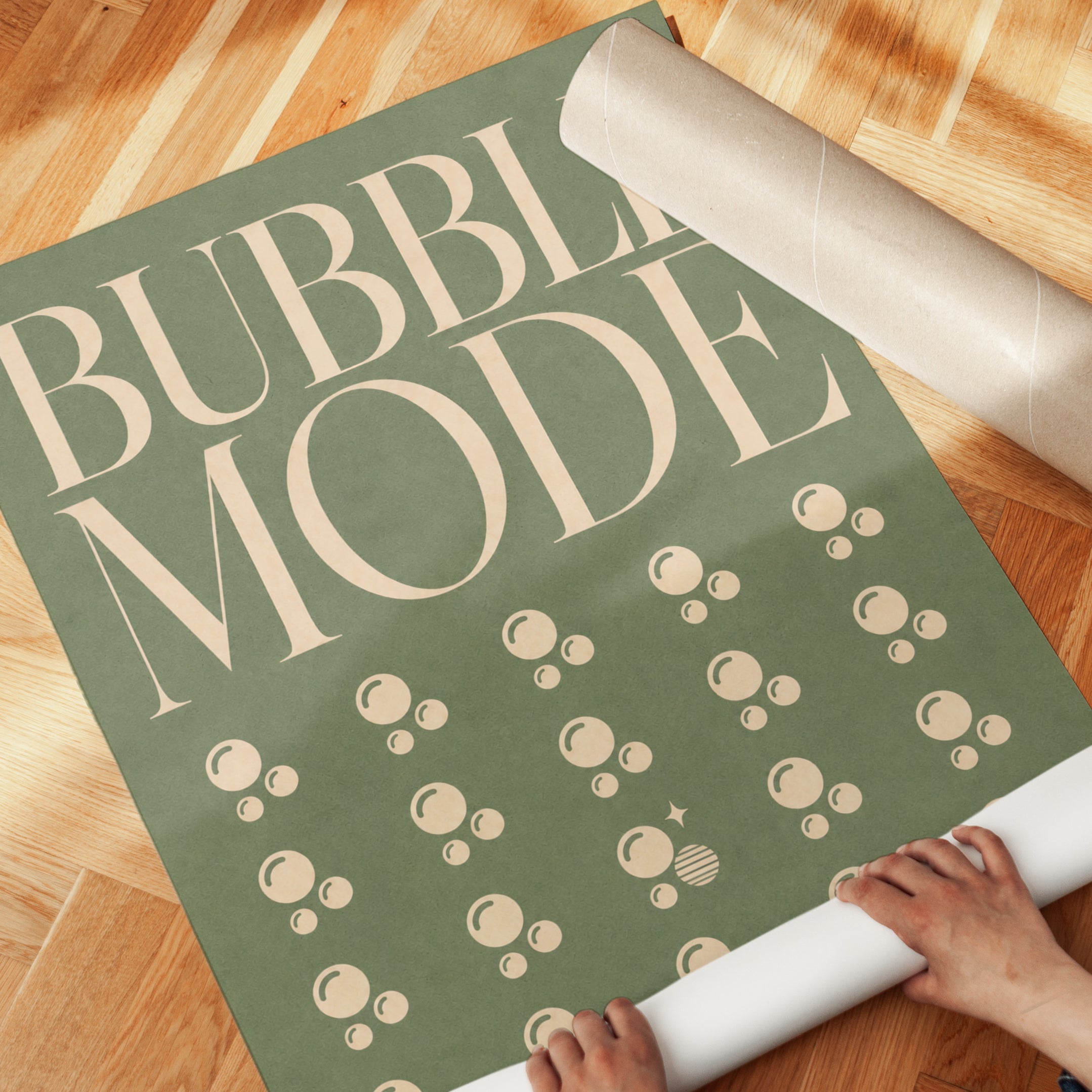 Bathroom Wall Art: Retro Bubble Mode Typography - detail