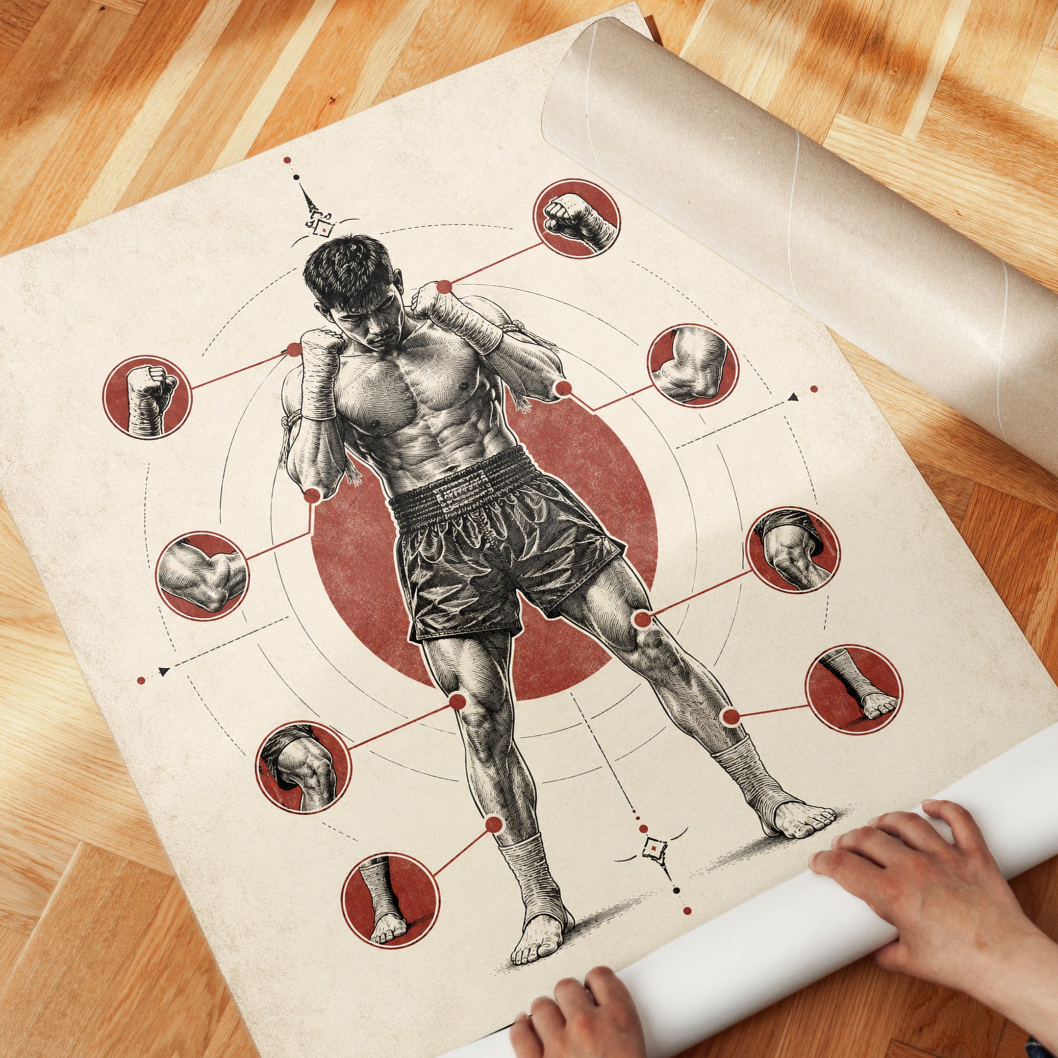 Muay Thai Wall Art – Vintage Boxing Poster - detail