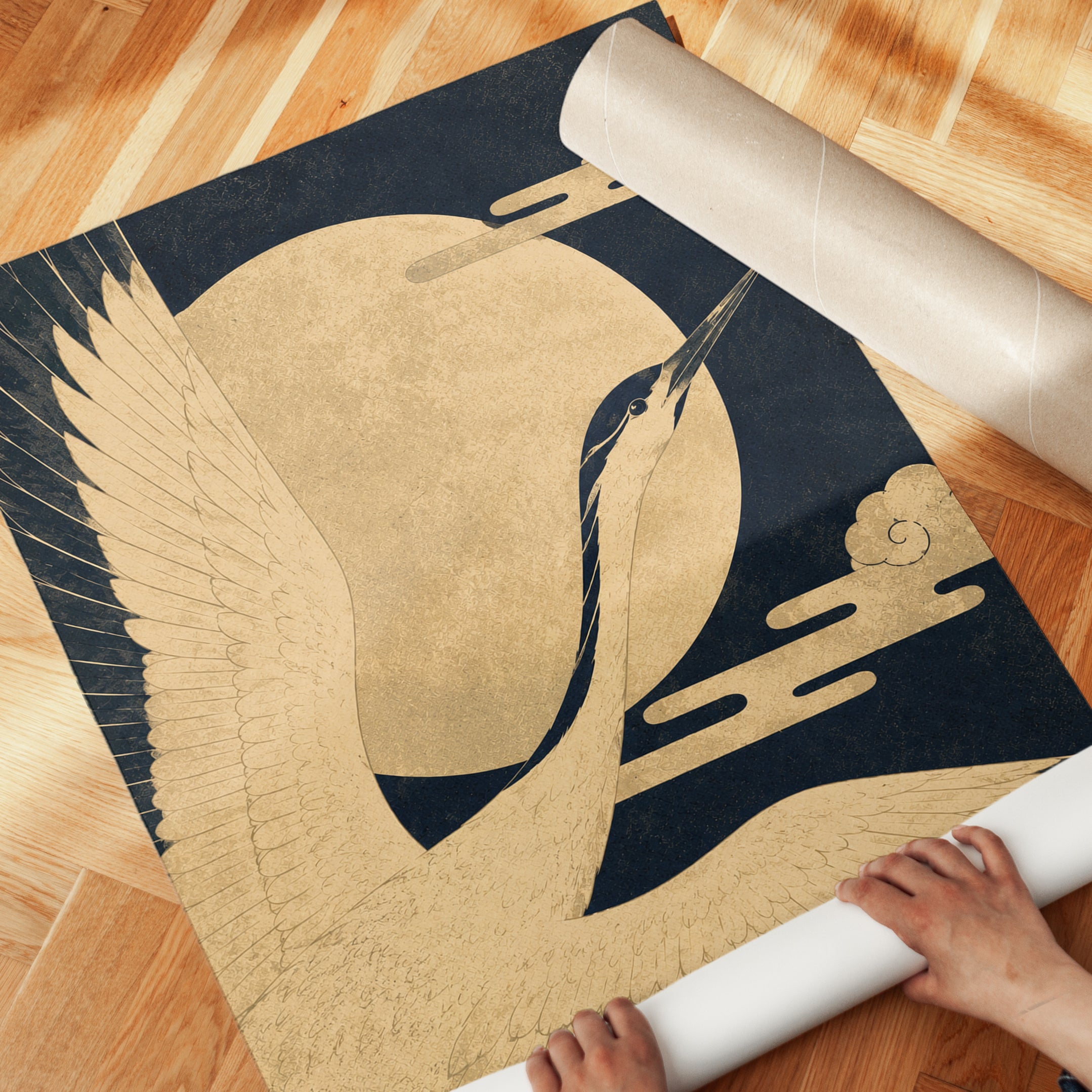 Japanese Crane Wall Art - detail