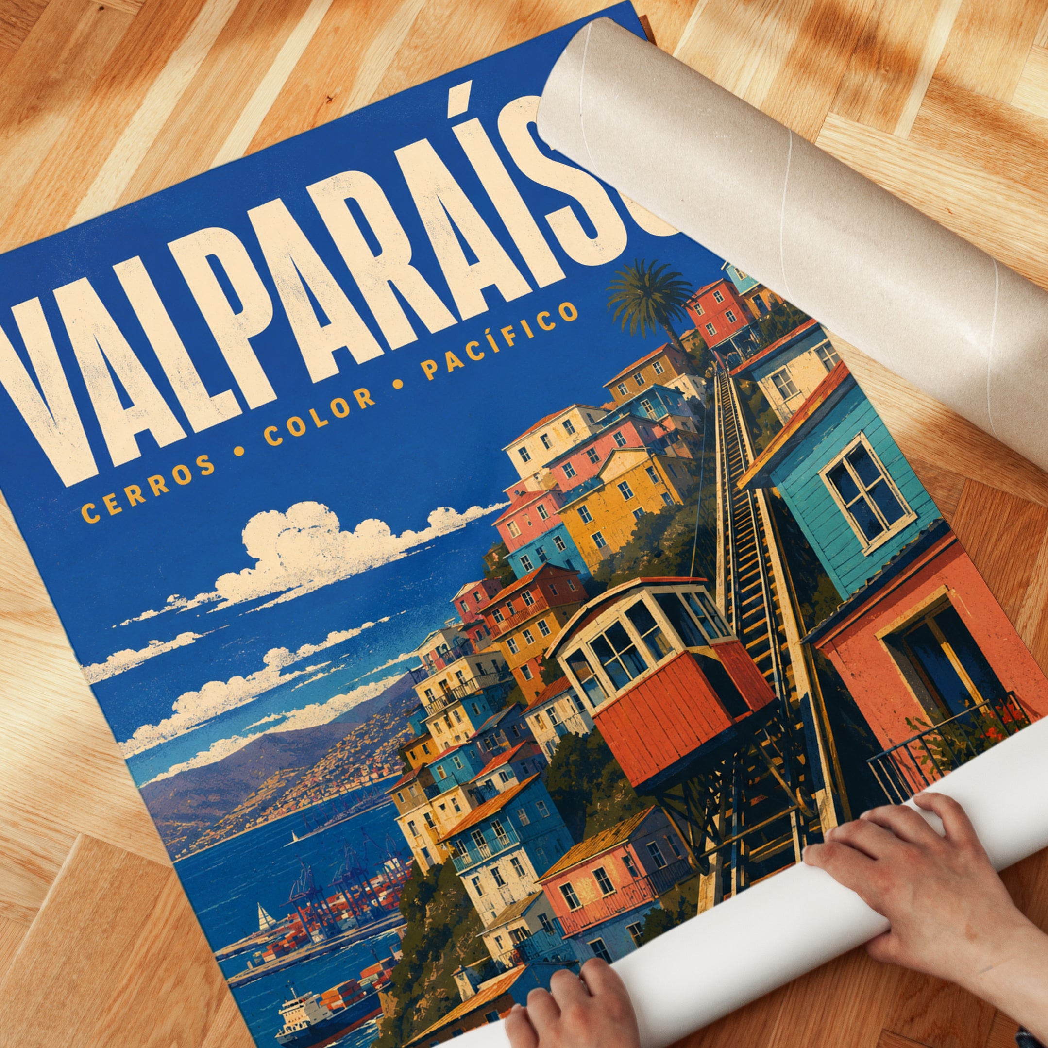 Valparaiso Travel Poster – Chile Wall Art - detail