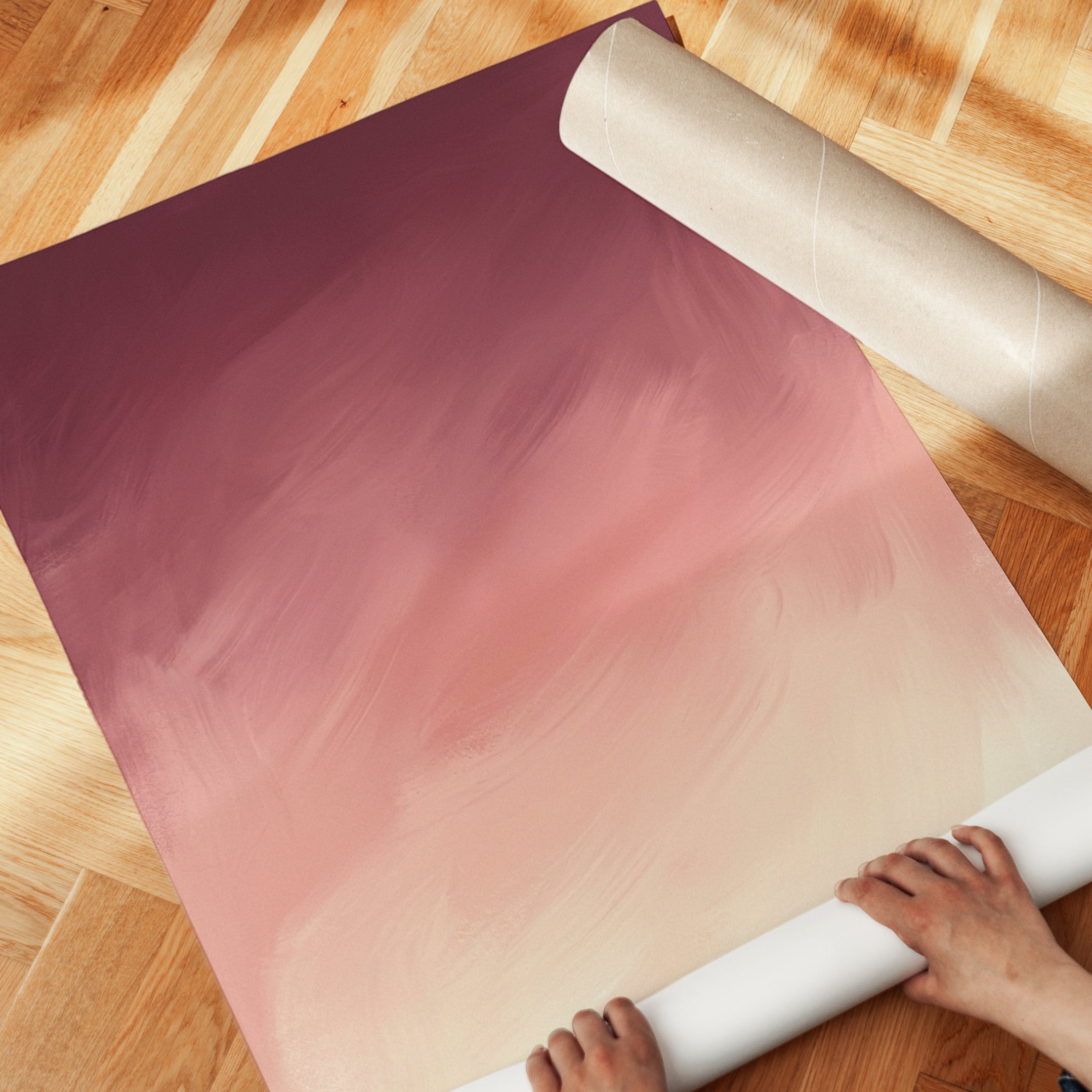 Abstract Ombre Gradient Print — Burgundy to Cream Fade - detail
