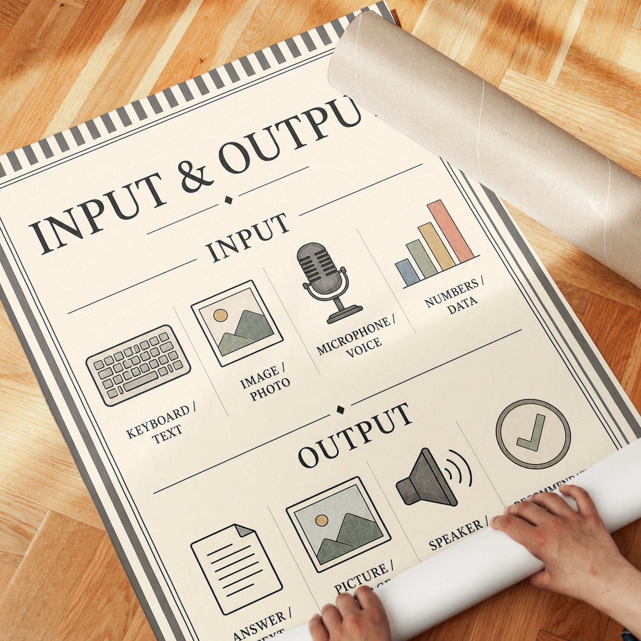 Input and Output Diagram Poster: Vintage Educational Infographic - detail