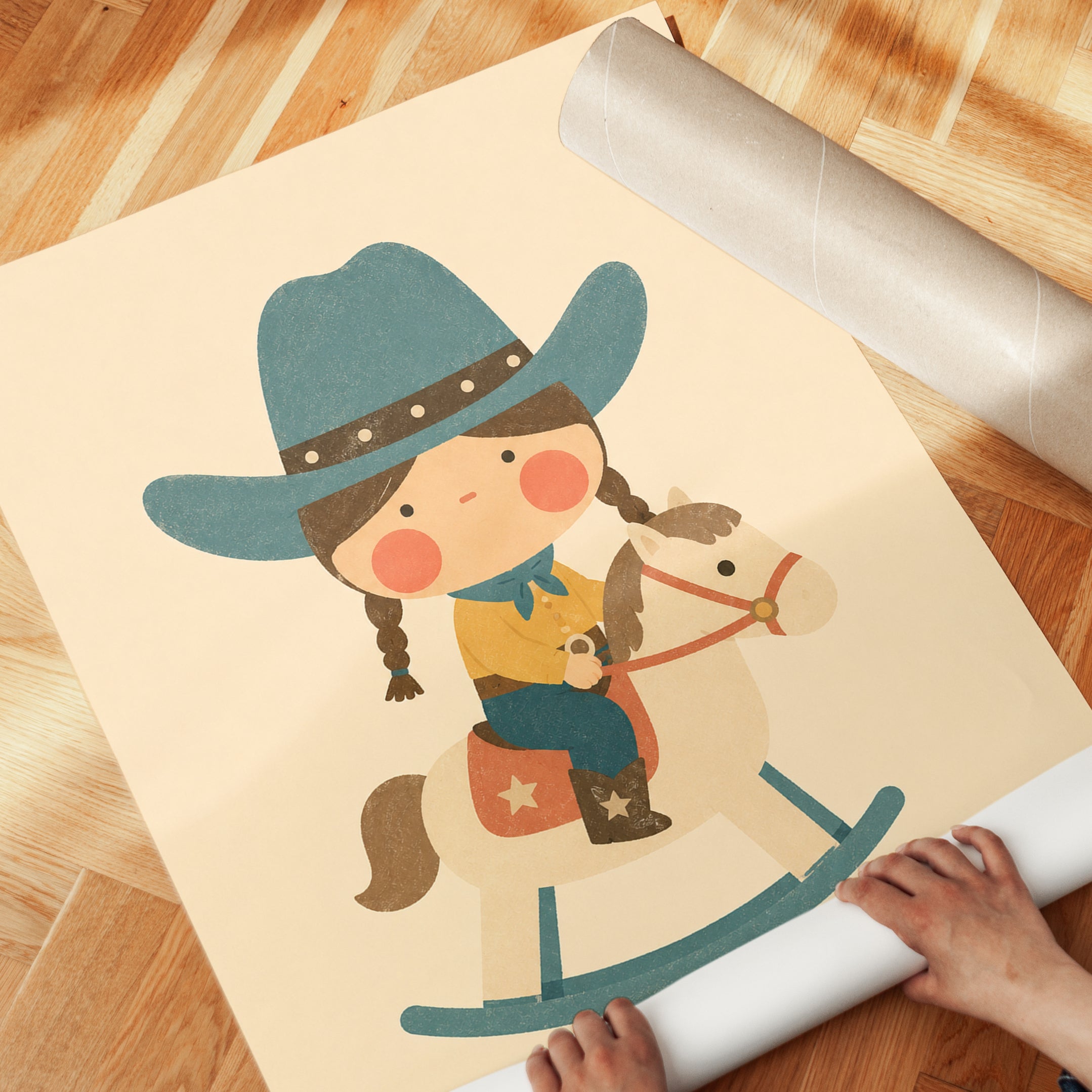Cowboy Rocking Horse Print - detail