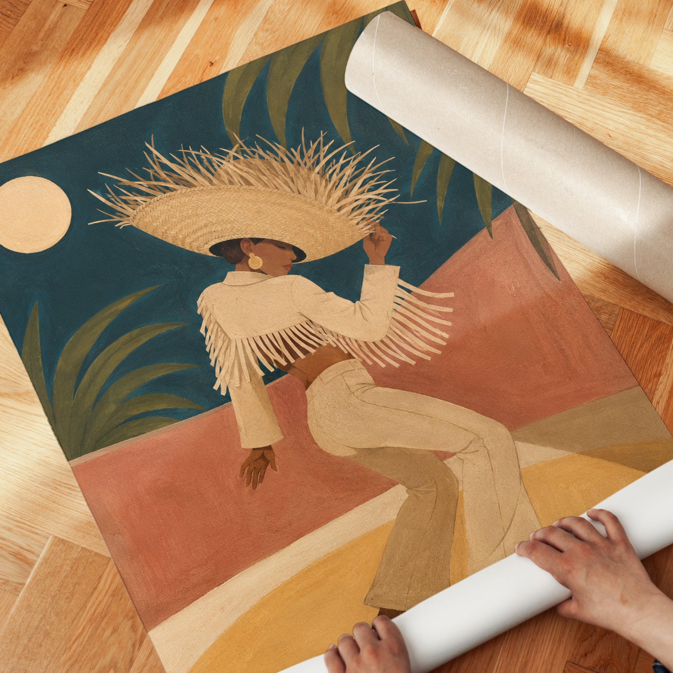 Tropical Dance Wall Art – Bohemian Woman Print - detail