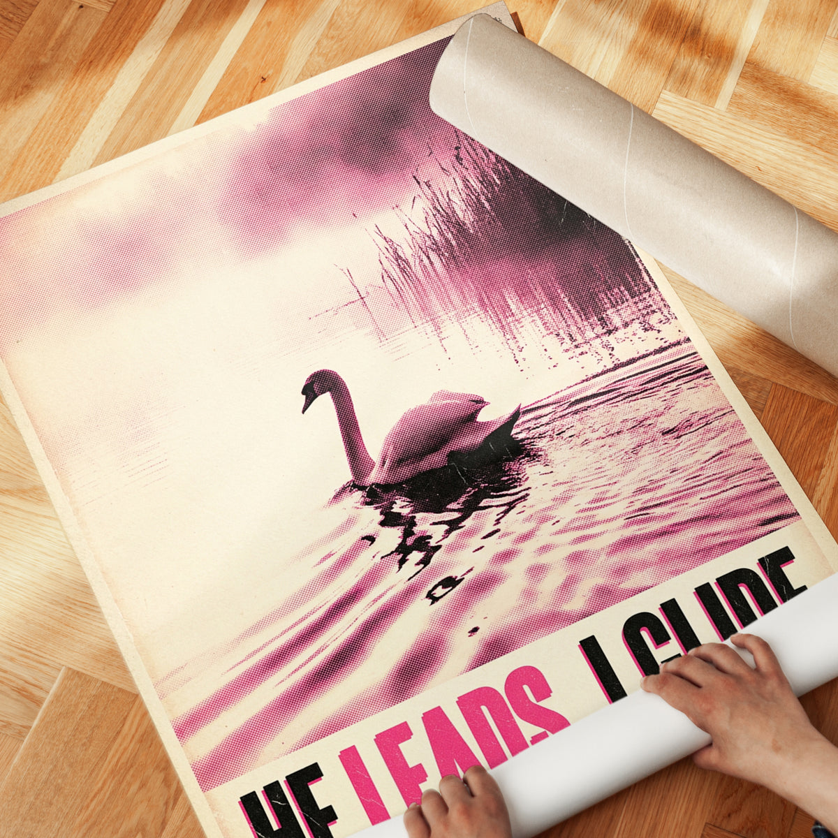 Swan Lake Motivational Poster: Vintage Pink Typography Art Print - detail