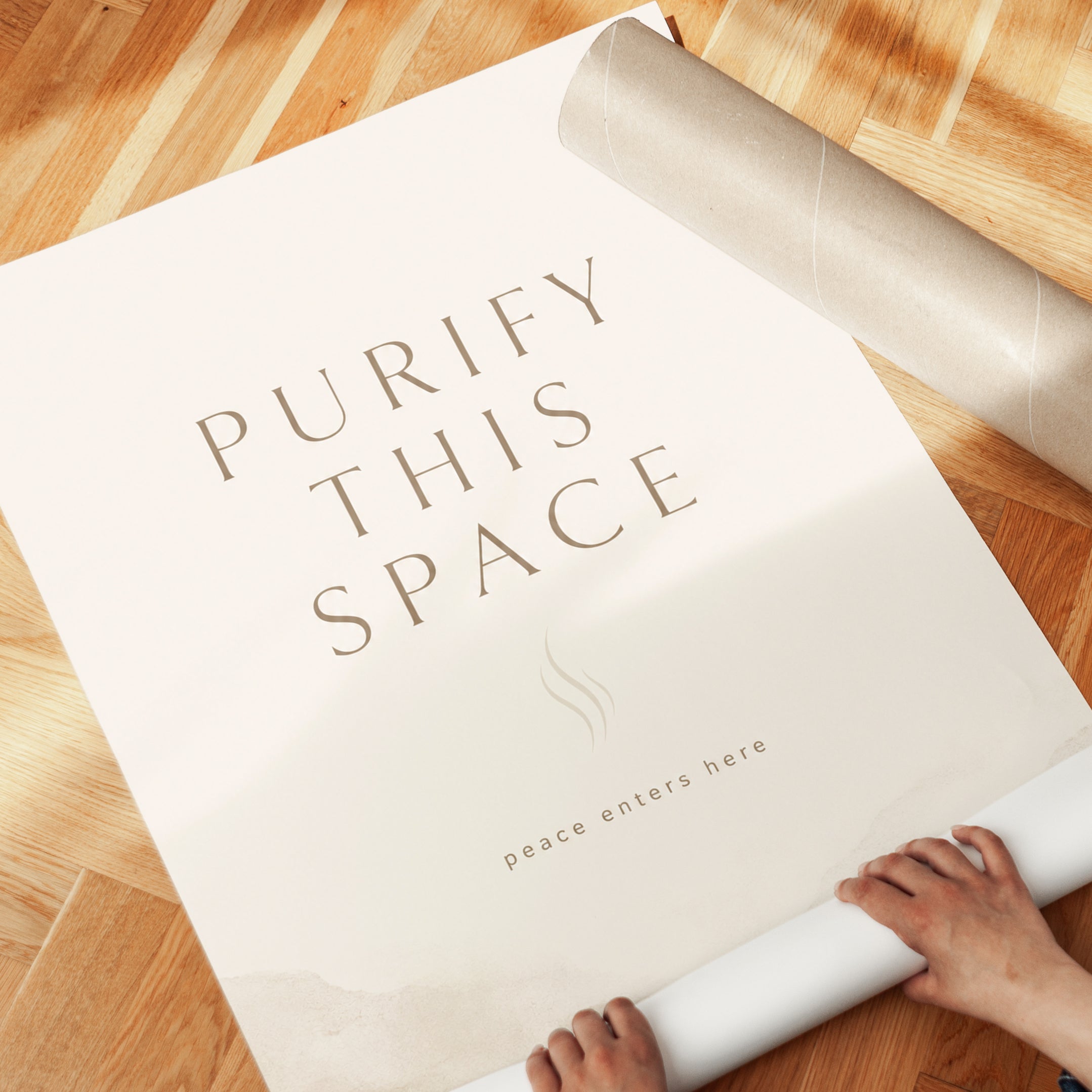 Purify This Space Typography Print: Minimalist Beige Wellness Art - detail