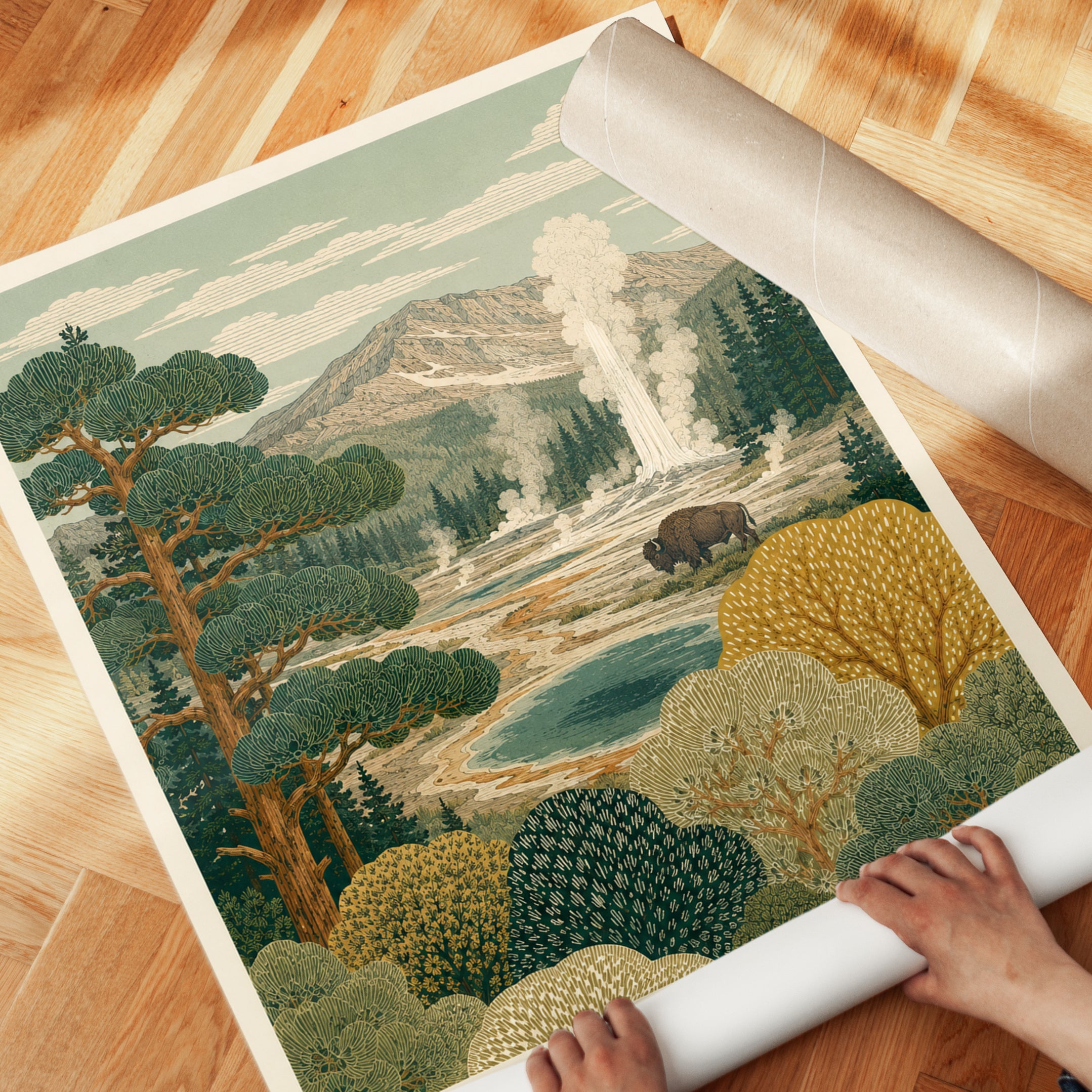 Yellowstone Poster – National Park Wall Art - detail