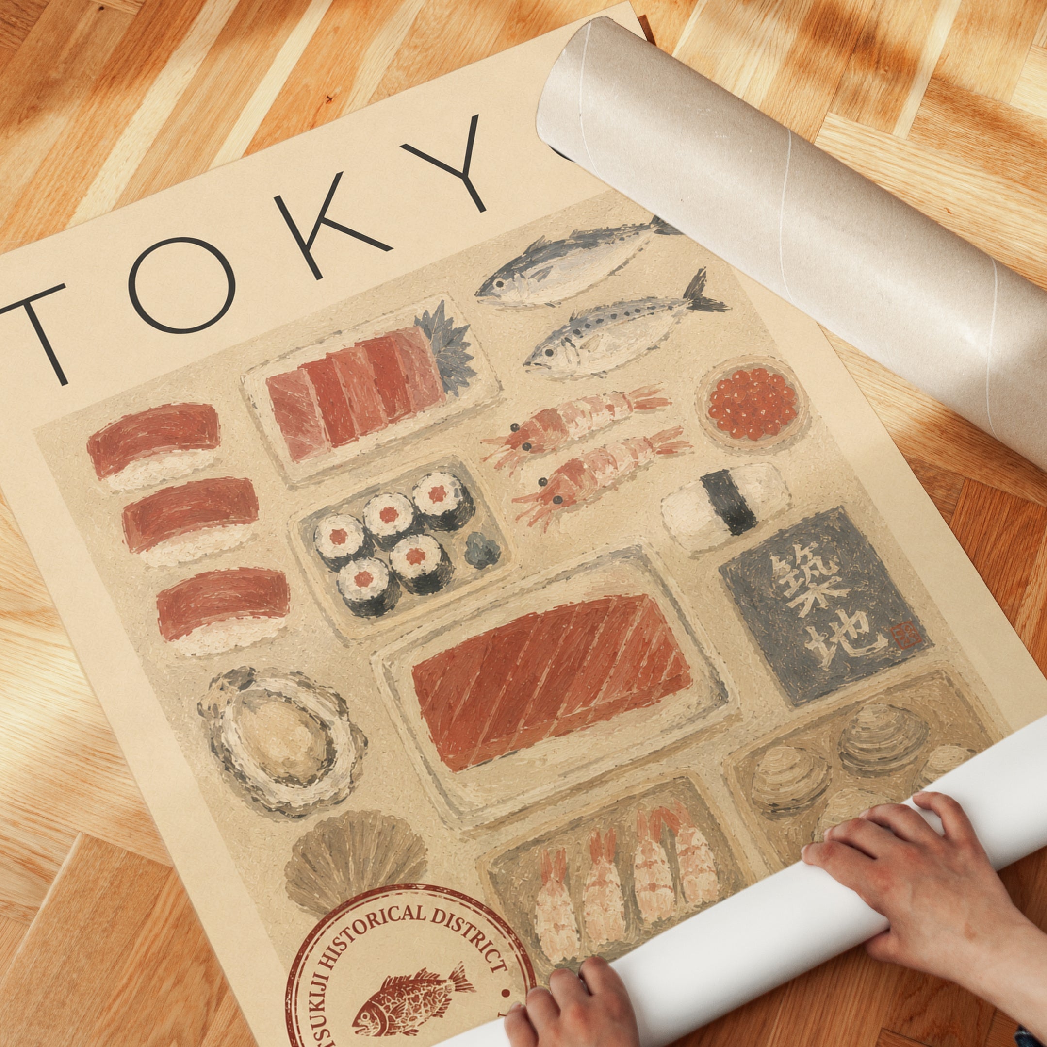 Tokyo Travel Poster – Sushi Wall Art - detail