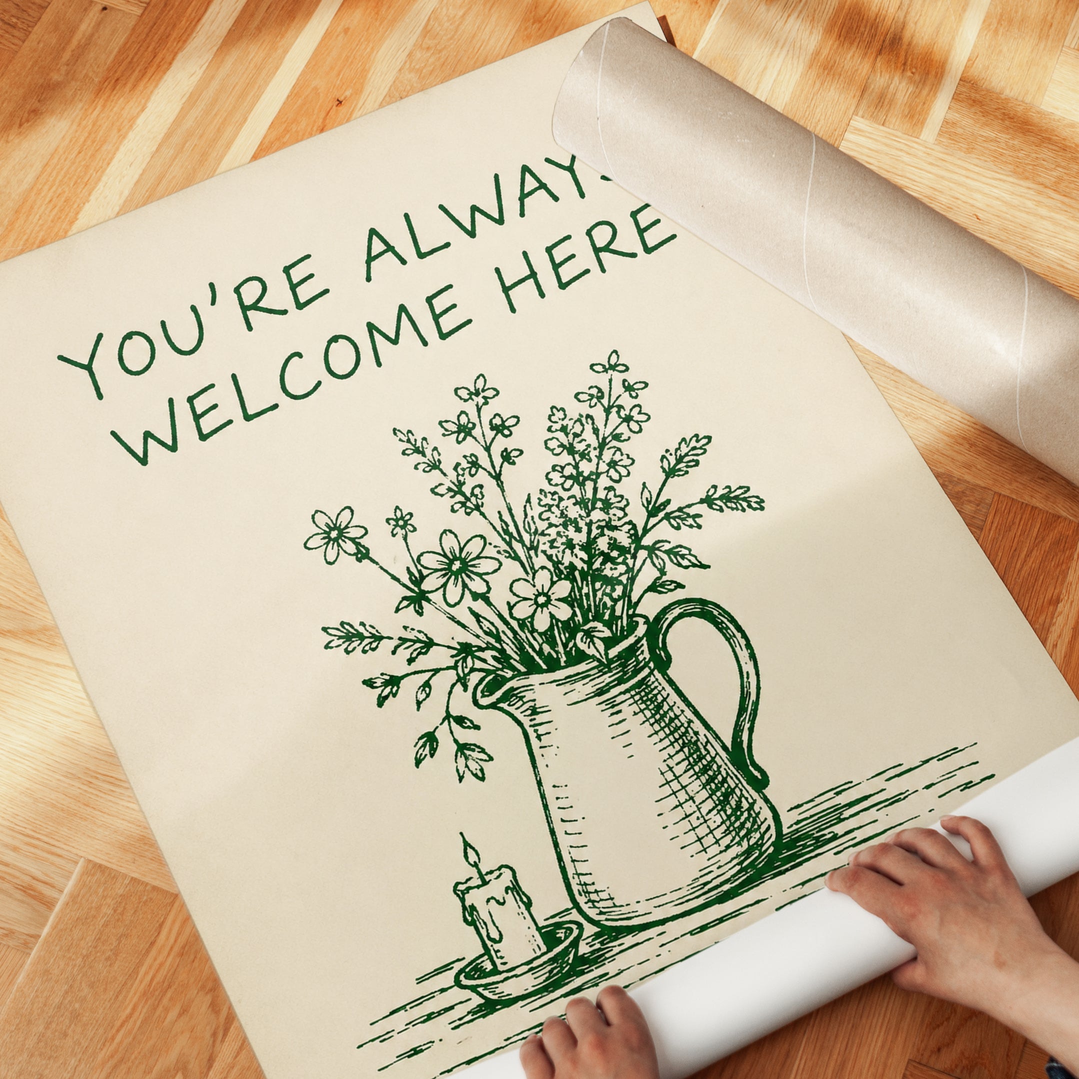 Cottagecore Floral Pitcher Print - detail