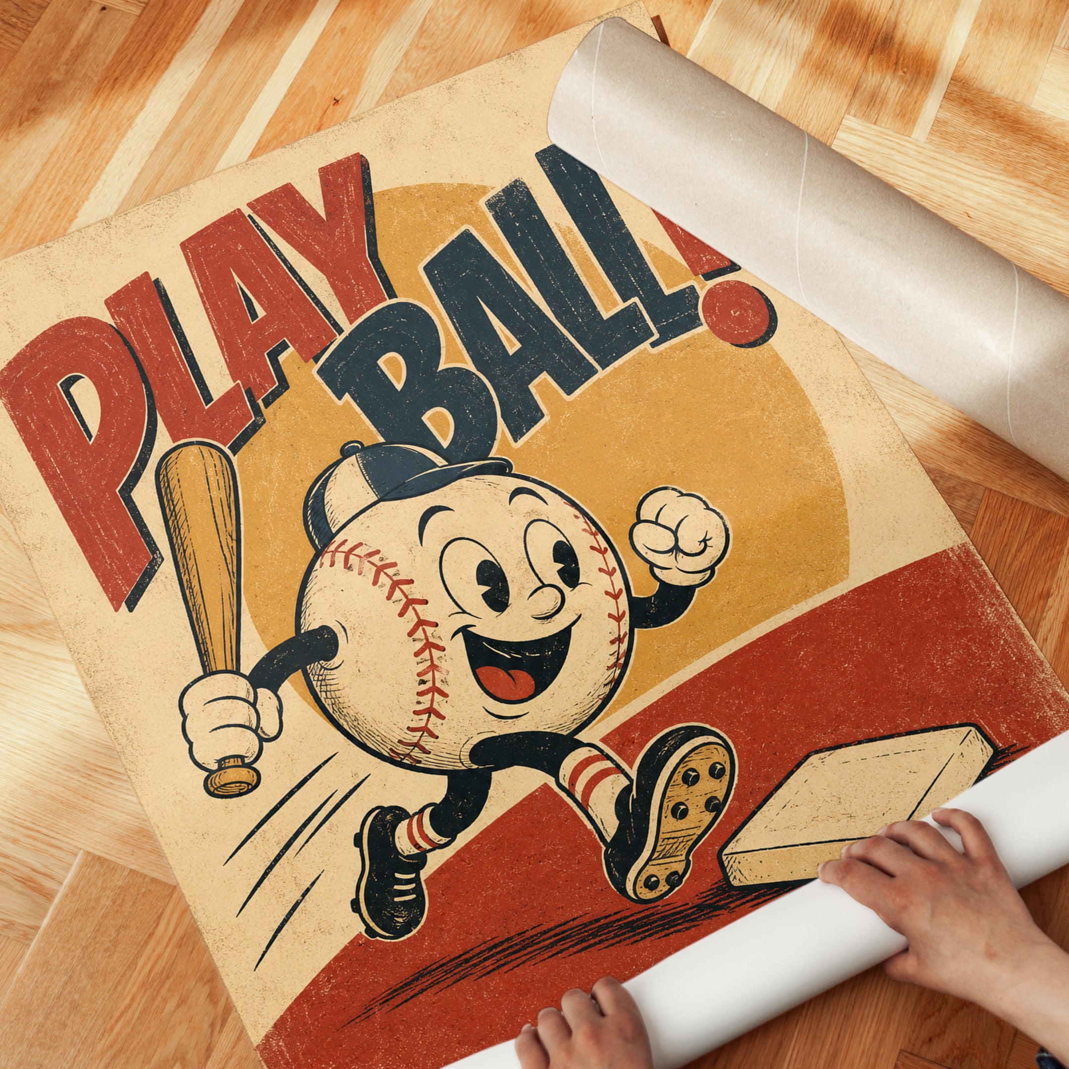 Vintage Baseball Poster – Retro Sports Wall Art - detail