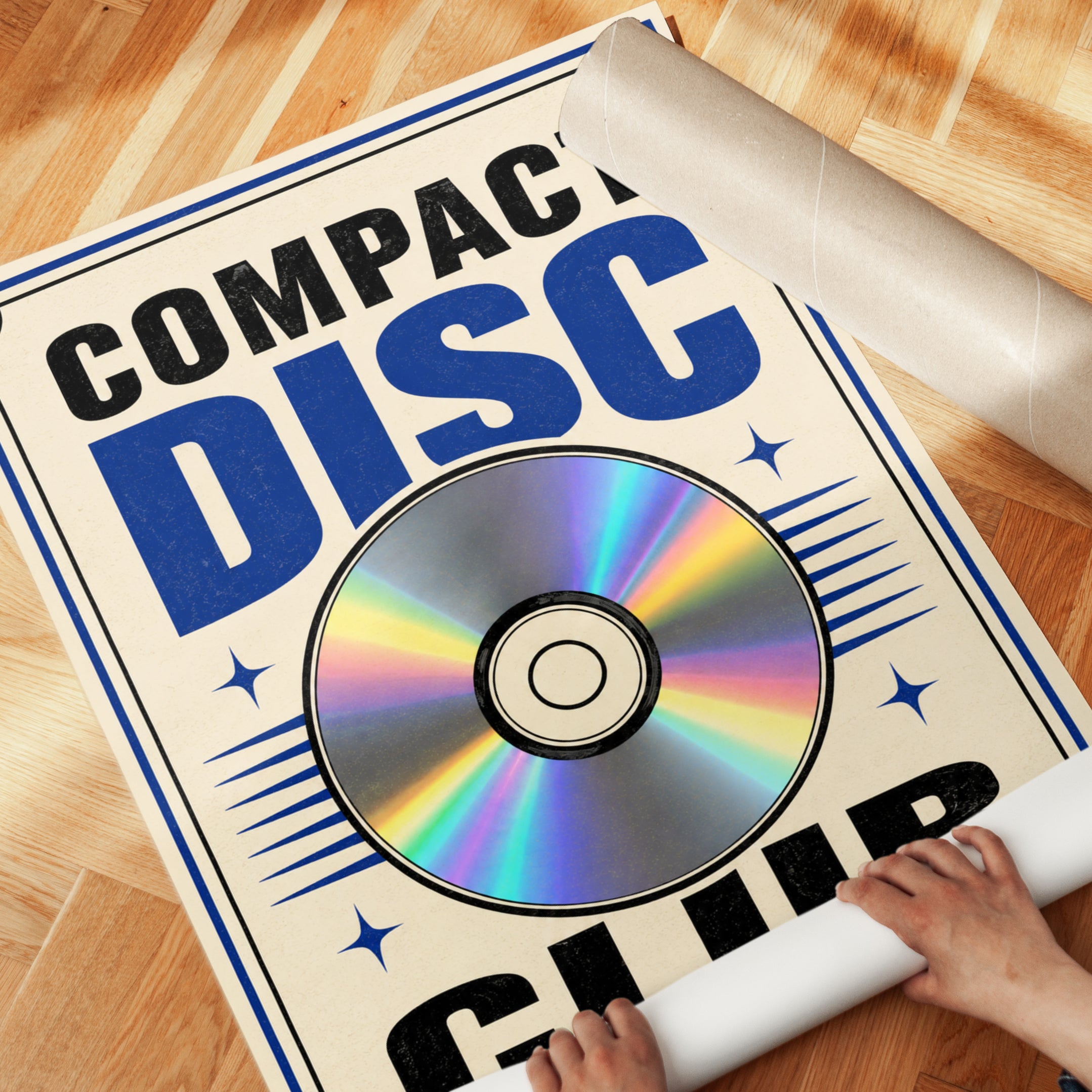 Compact Disc Club Poster: Retro Music Typography Wall Art - detail