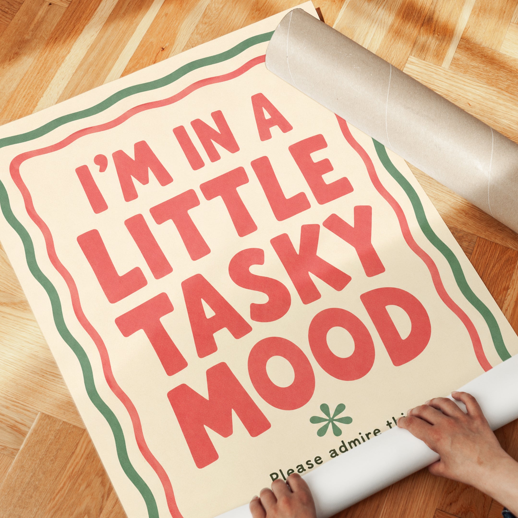 Little Tasky Mood Retro Typography Print: Vintage Humor Wall Art - detail