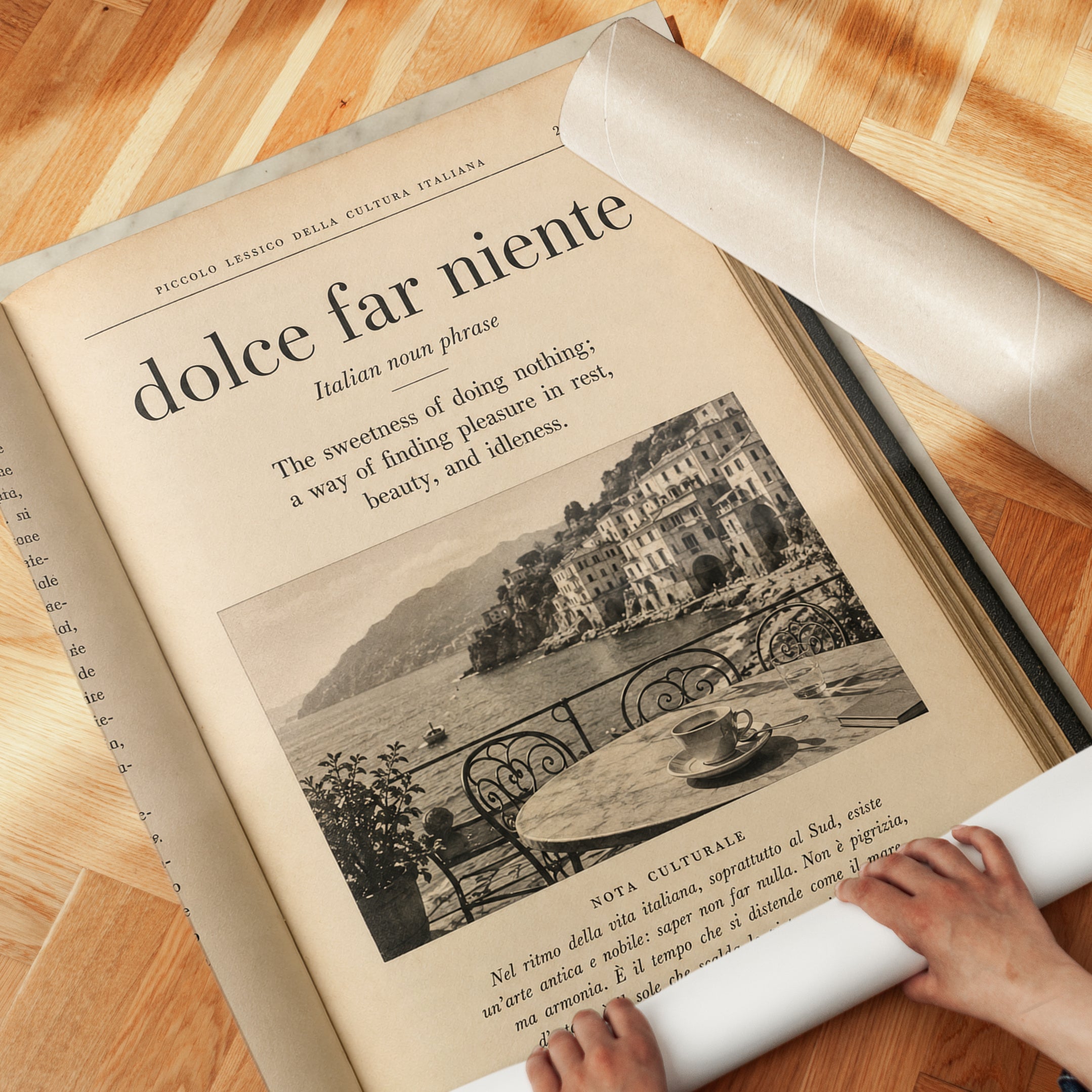 Italian Phrase Wall Art – Vintage Book Print - detail