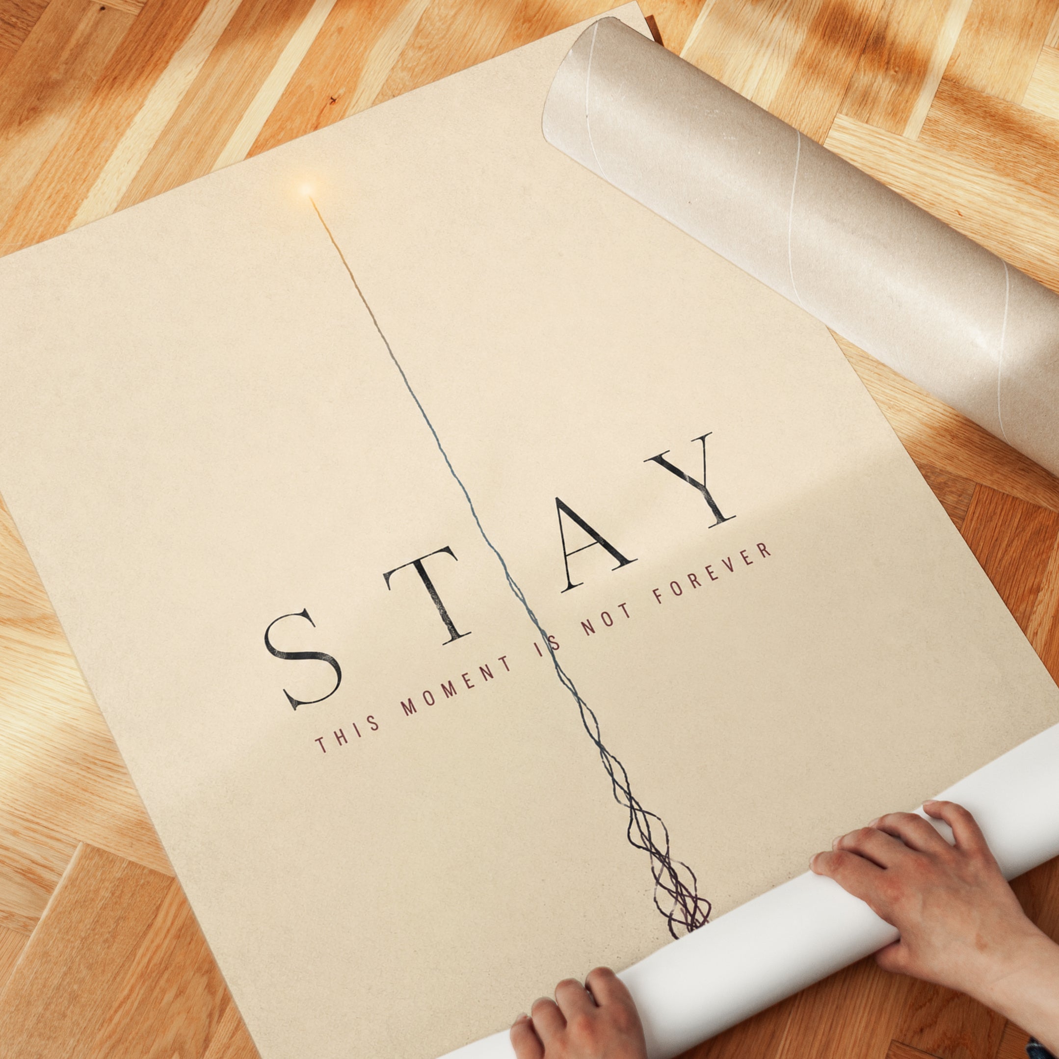 Mindfulness Wall Art – Stay Present Quote Print - detail