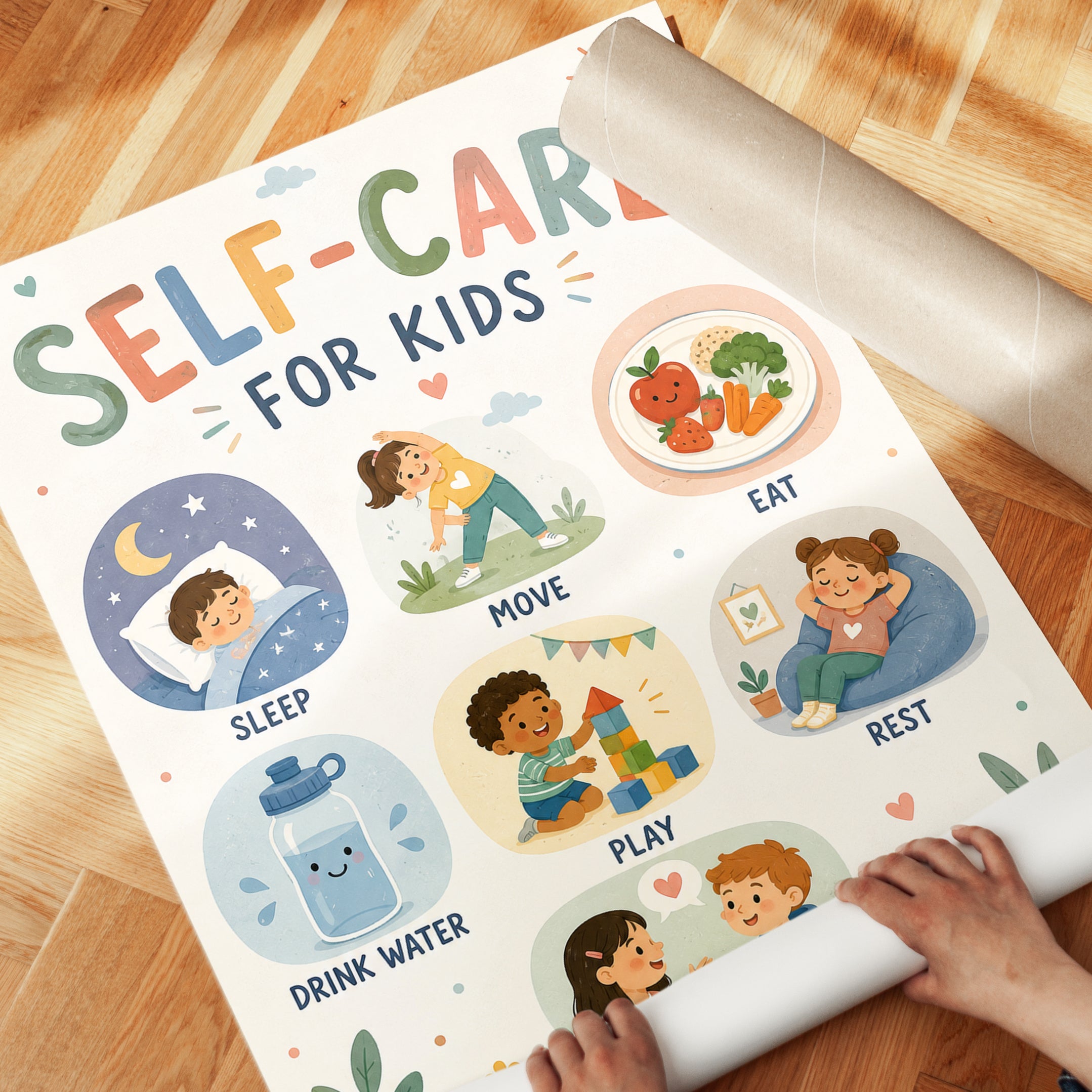 Self Care Poster For Kids – Nursery Wall Art - detail