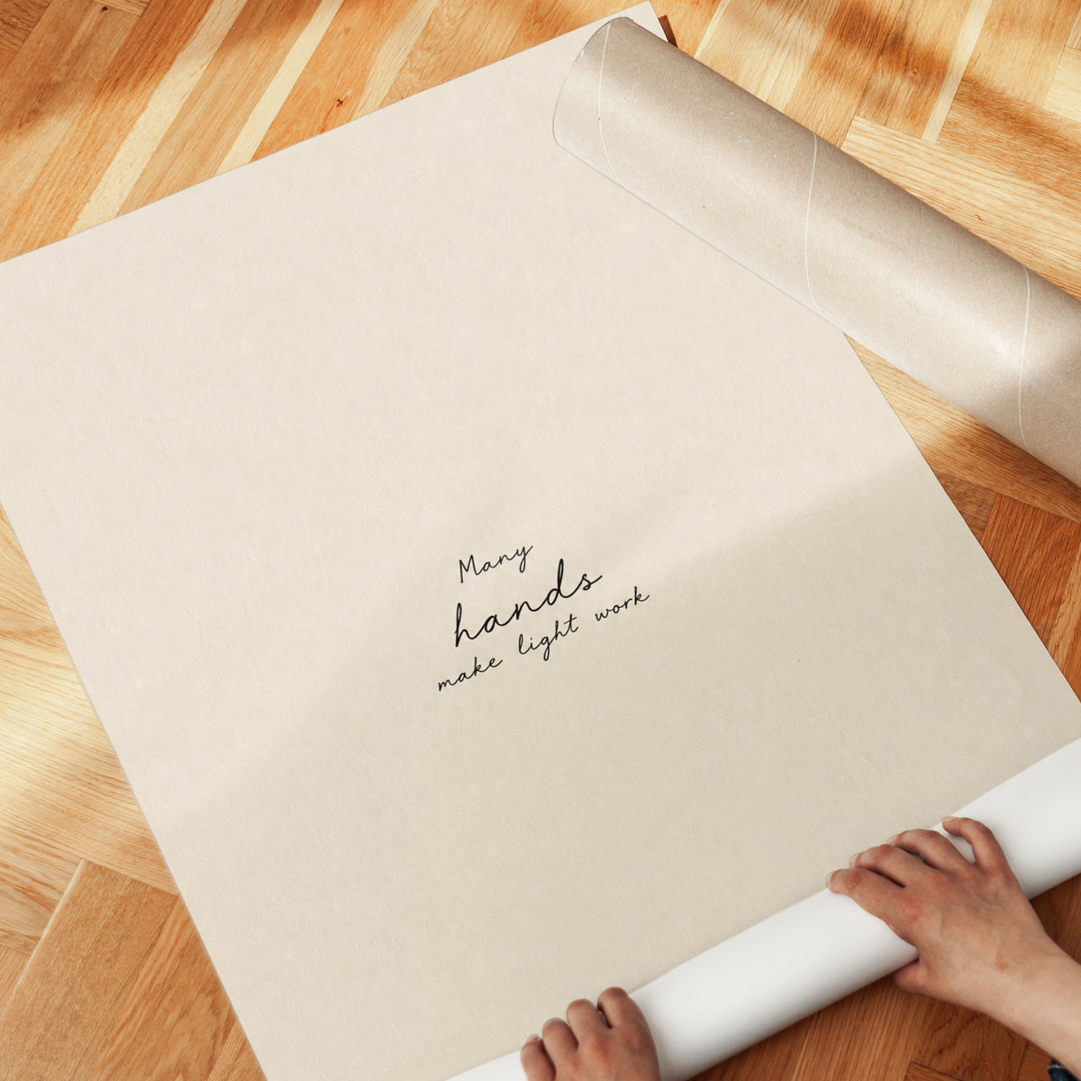 Many Hands Make Light Work Print: Minimalist Beige Typography - detail