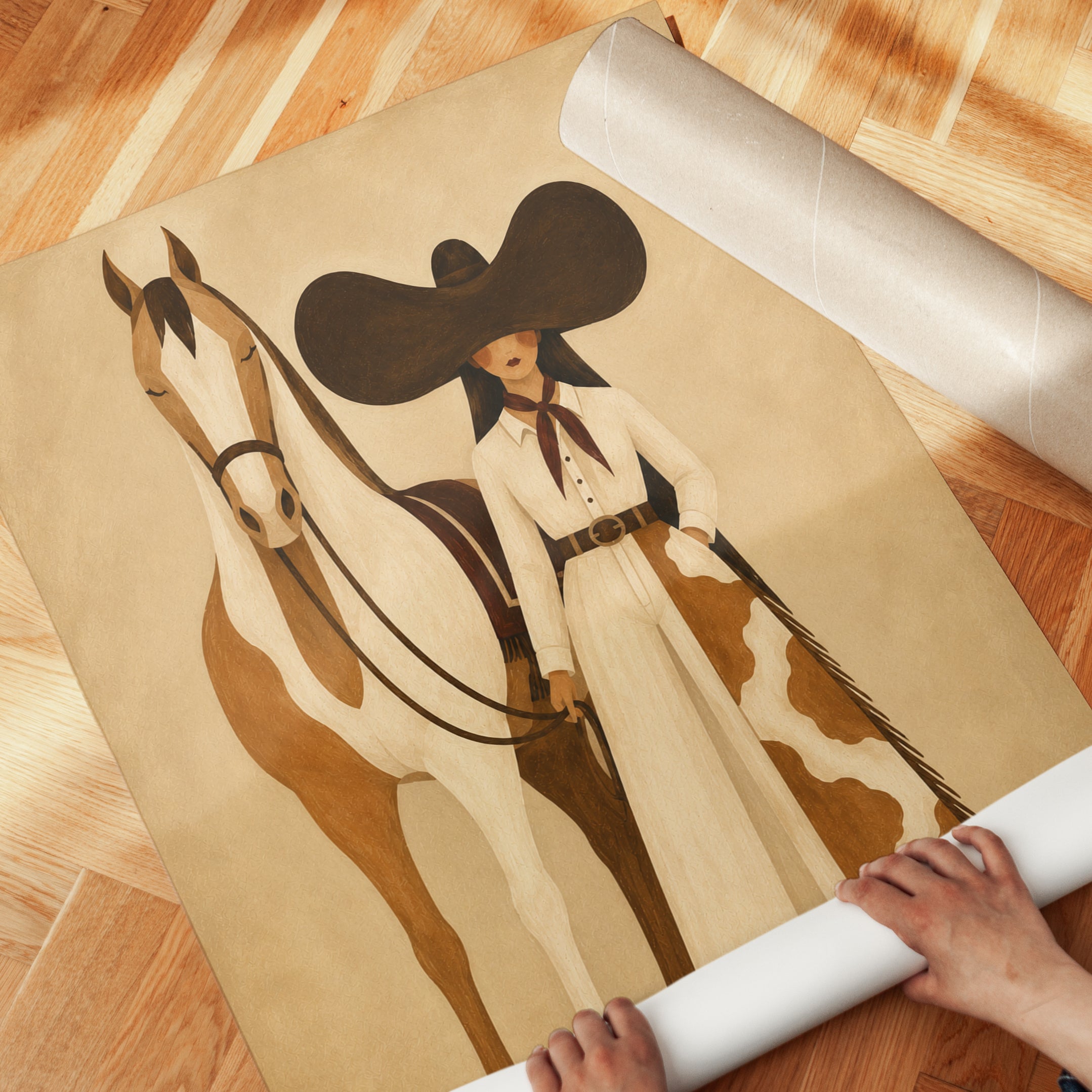 Western Cowgirl Art – Equestrian Print - detail