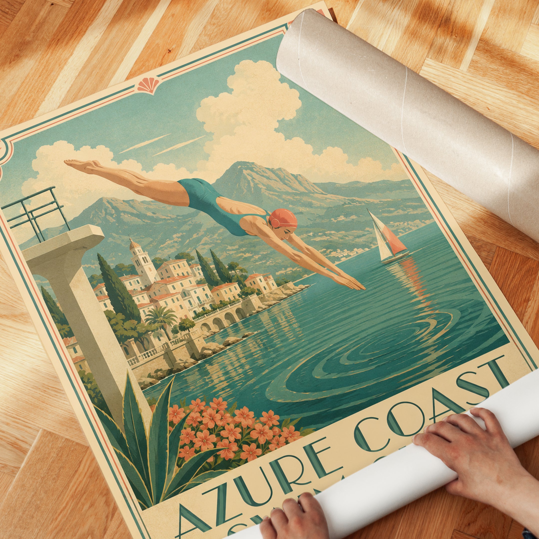 Vintage Swim Poster - detail