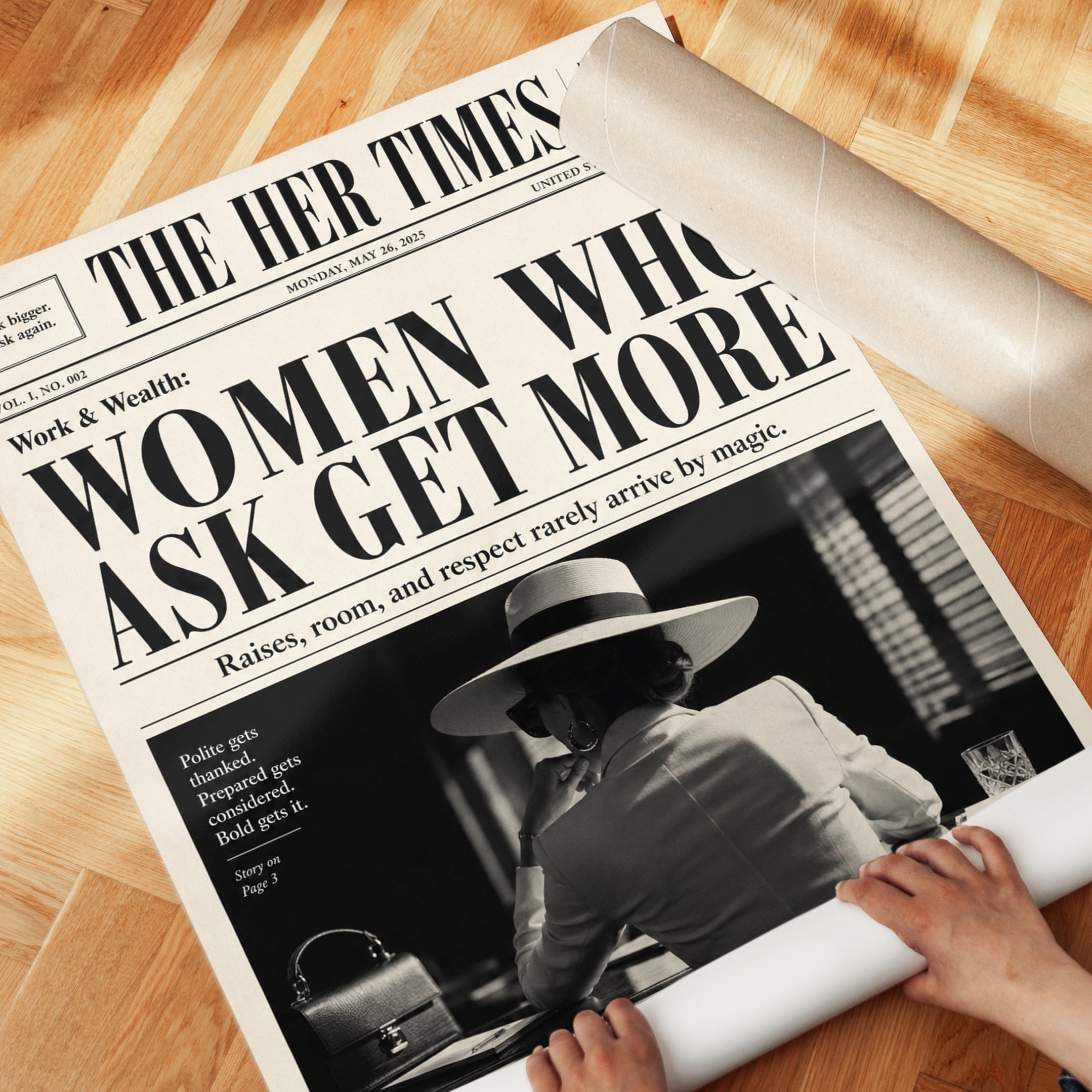 Feminist Newspaper Print: Bold Empowerment Typography Art - detail