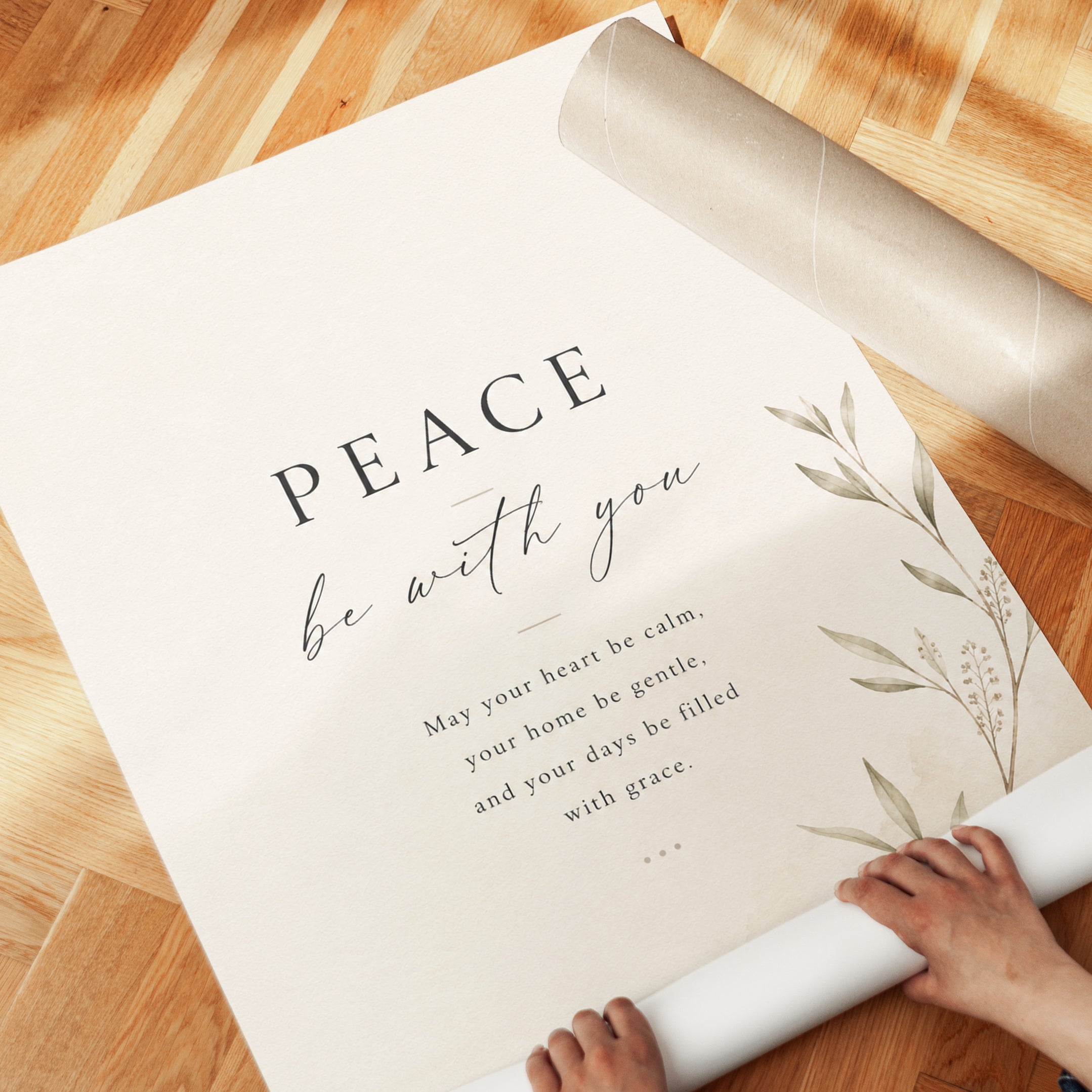 Peace Wall Art – Calm Quote Print - detail