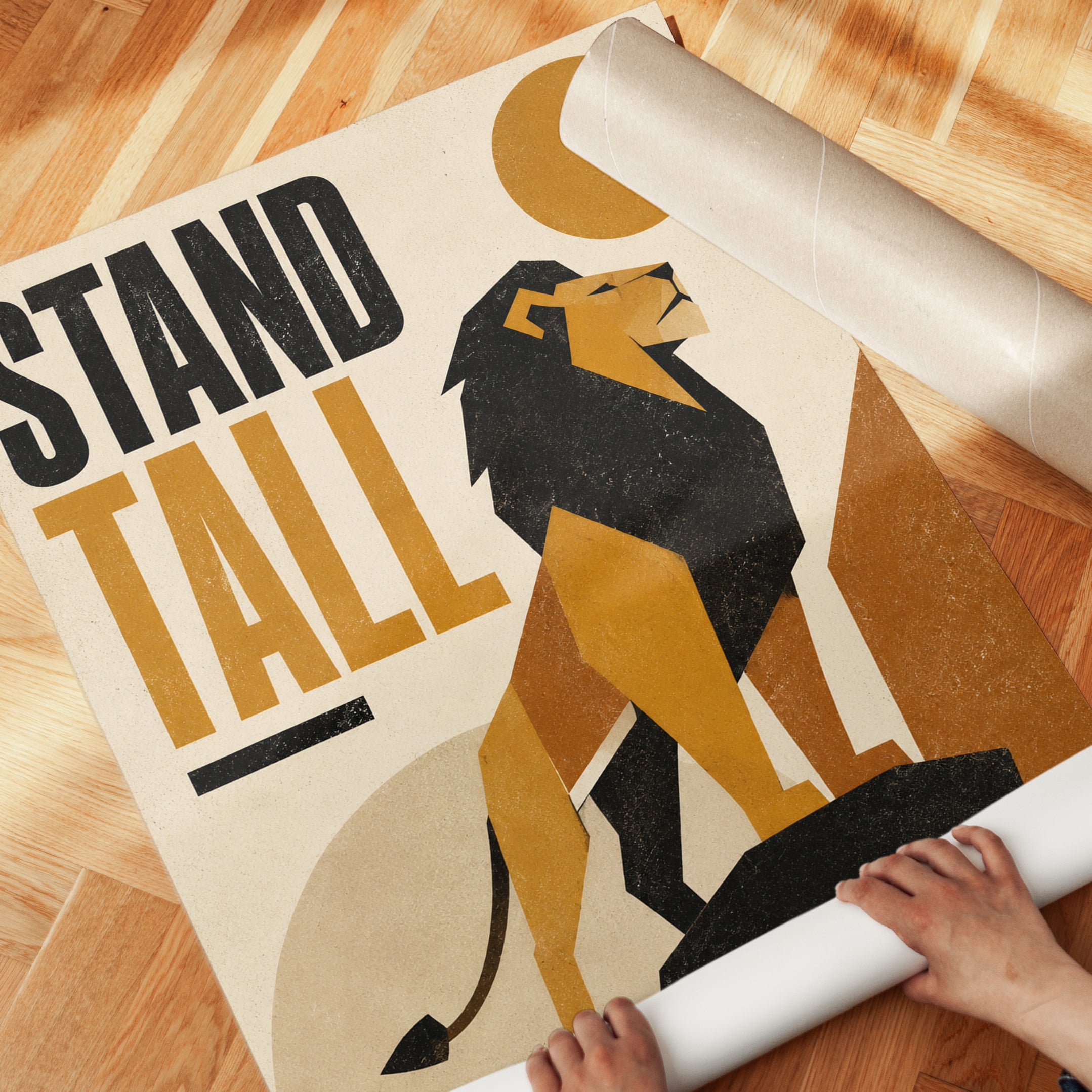 Motivational Lion Print – Stand Tall Wall Art - detail