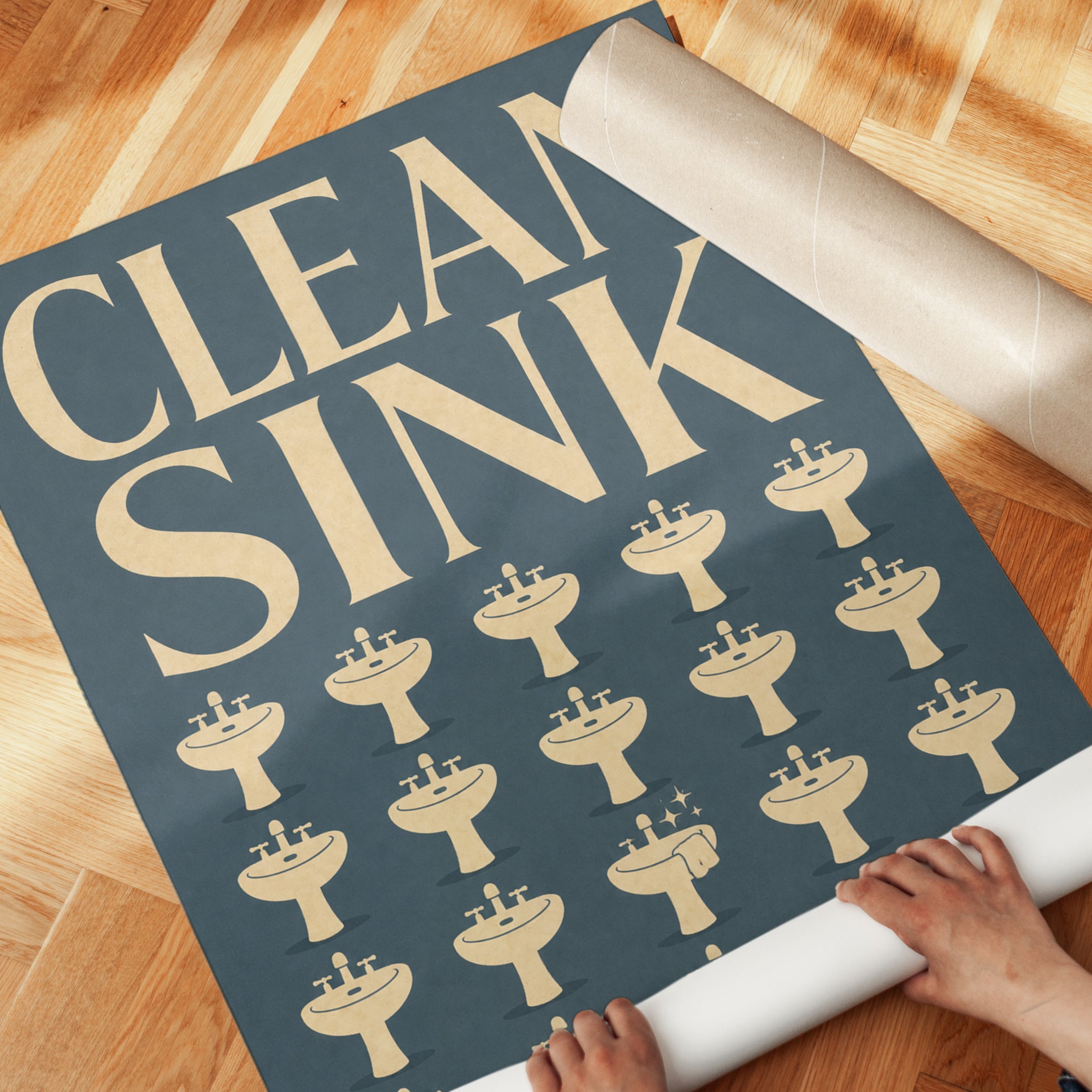 Clean Sink Bathroom Print – Retro Funny Wall Art - detail
