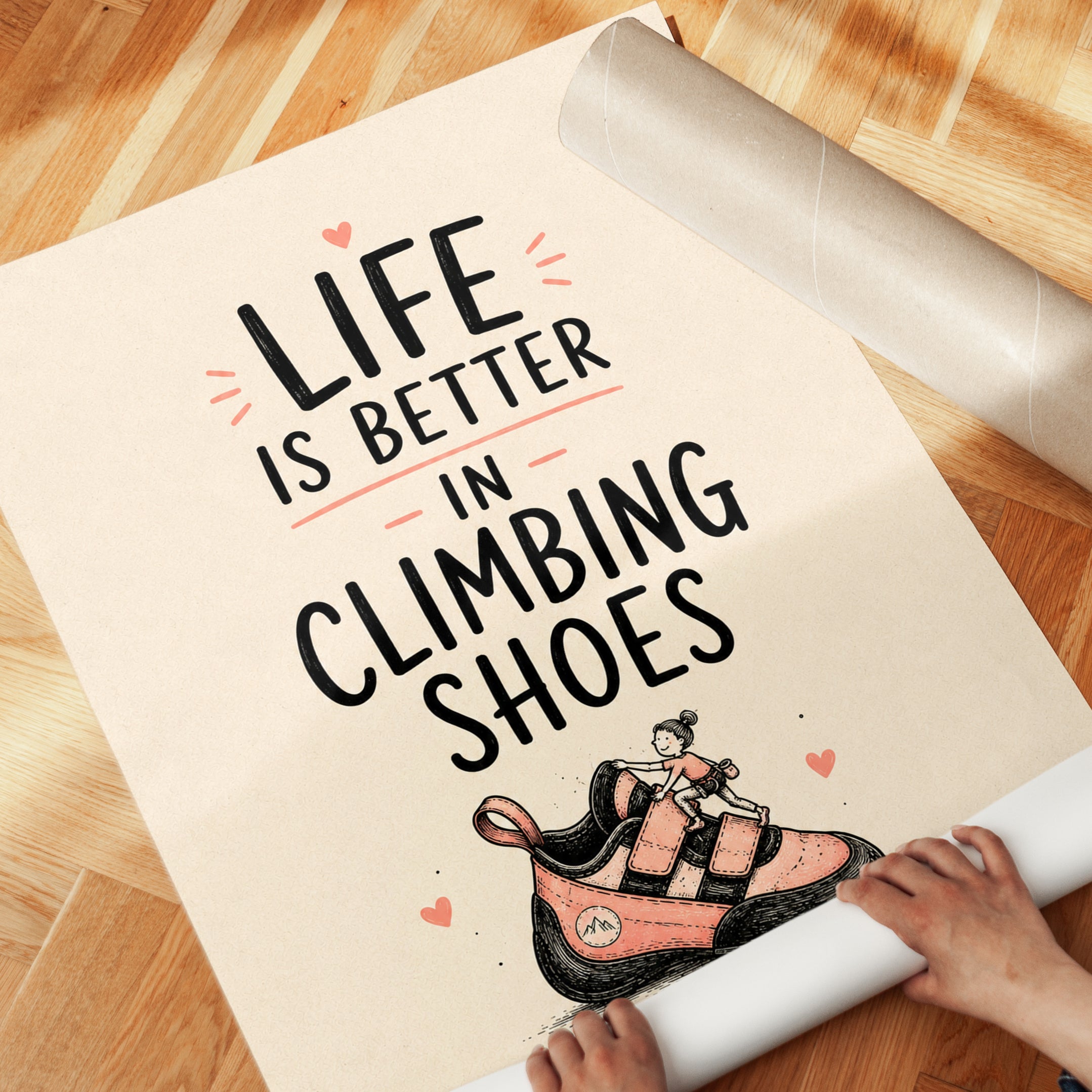 Rock Climbing Wall Art – Motivational Quote Print - detail