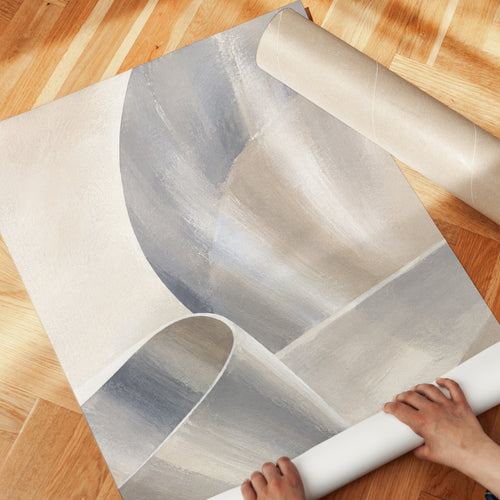 Abstract Curved Forms Art Print: Neutral Beige and Grey Tones - detail