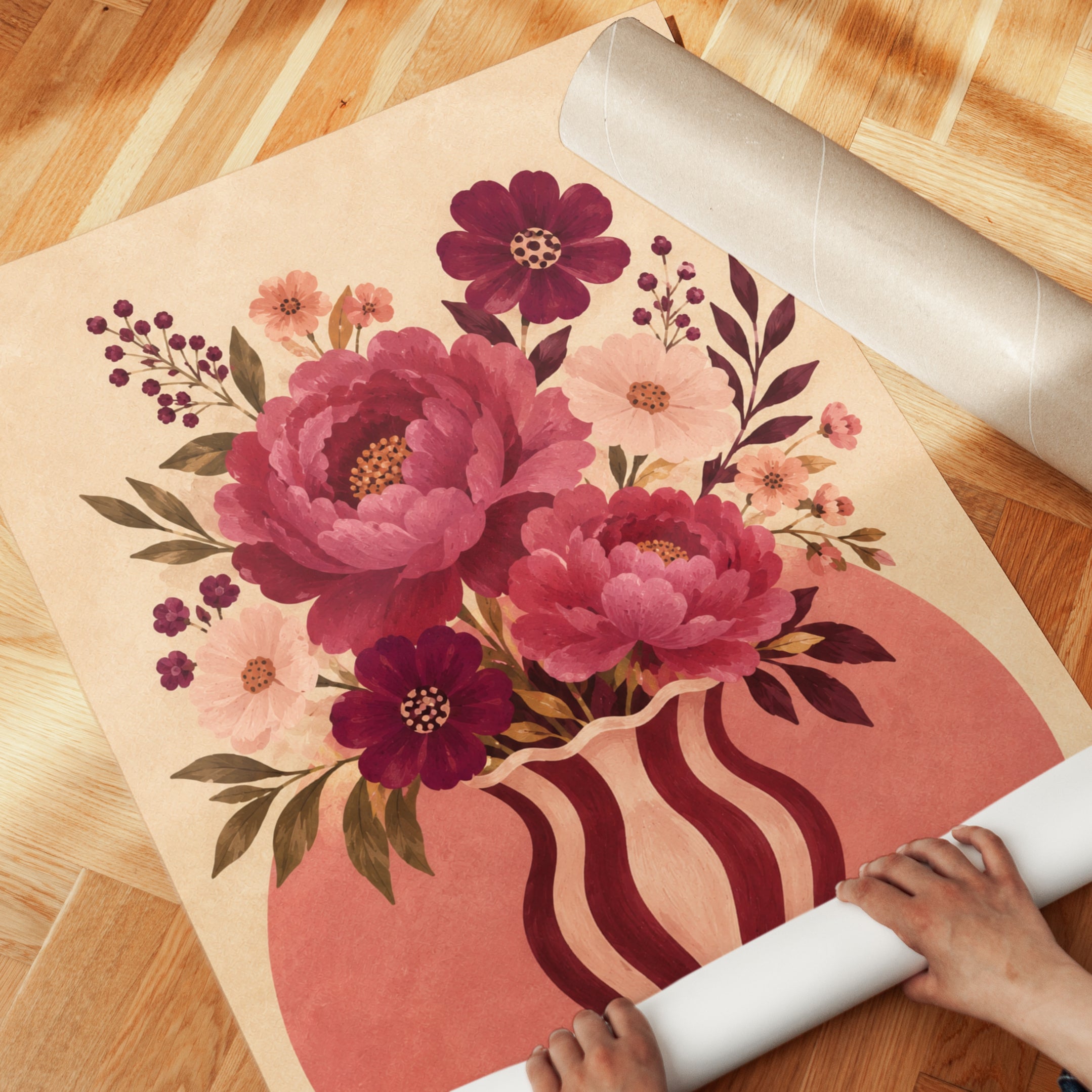 Vintage Floral Vase Print - detail