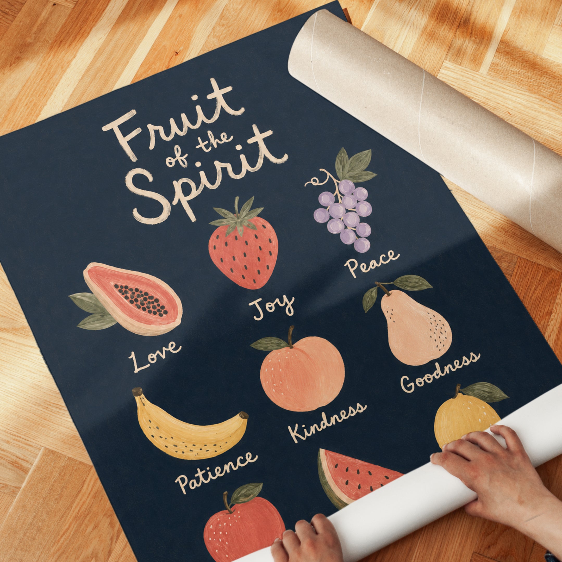 Fruit of the Spirit Wall Art: Inspirational Kitchen Print - detail