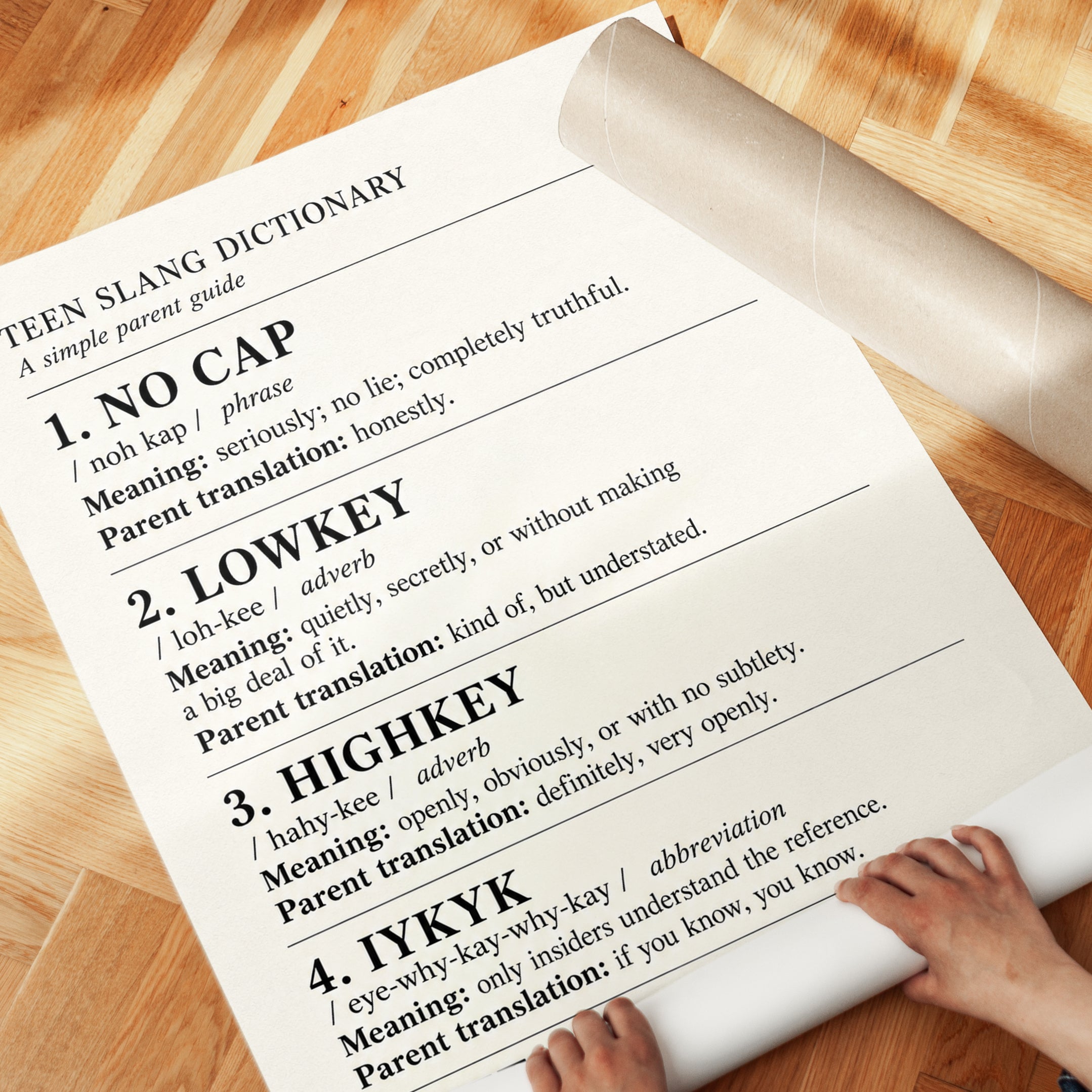 Teen Slang Dictionary Print: Vintage Typography Wall Art - detail