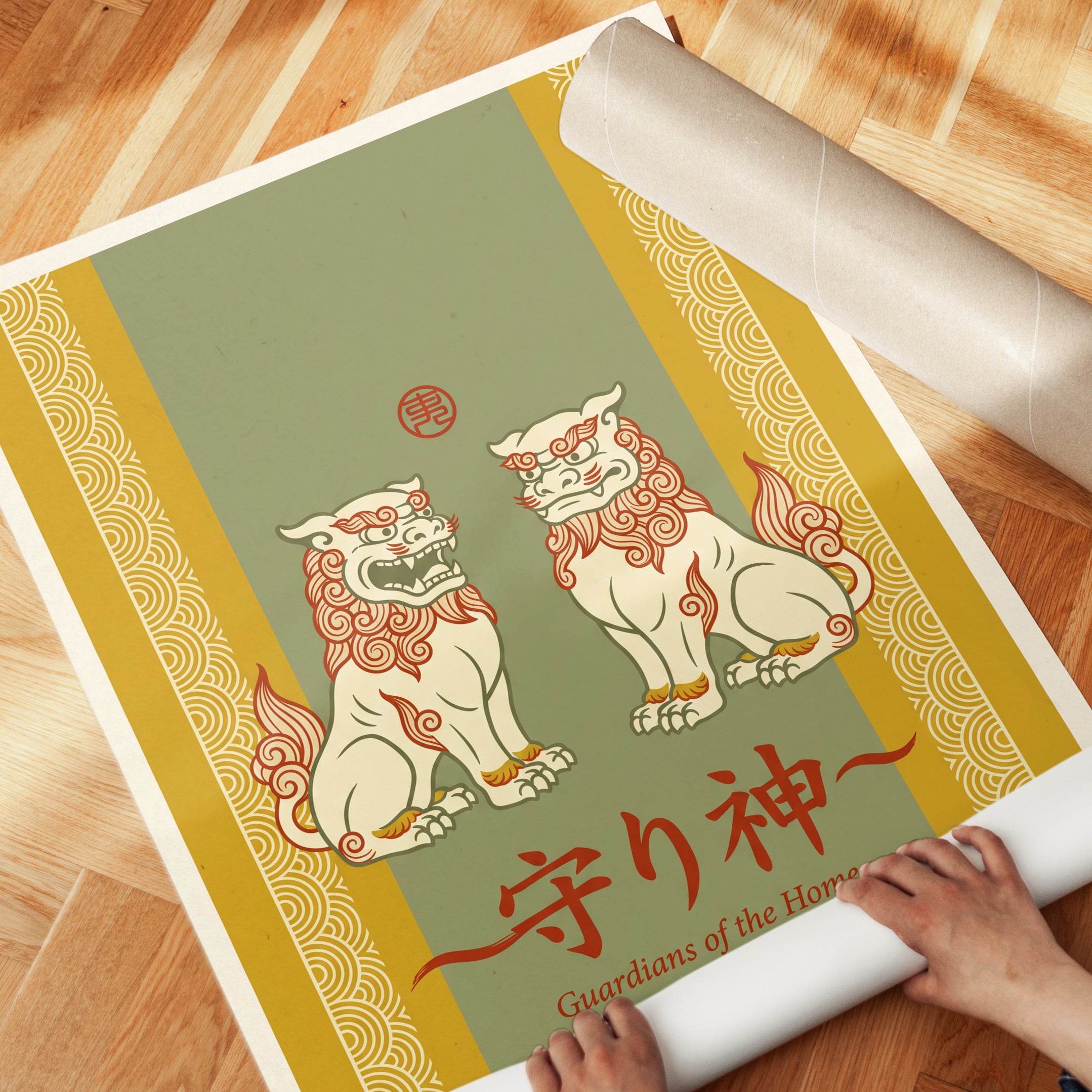 Foo Dogs Wall Art: Guardian Lions - detail