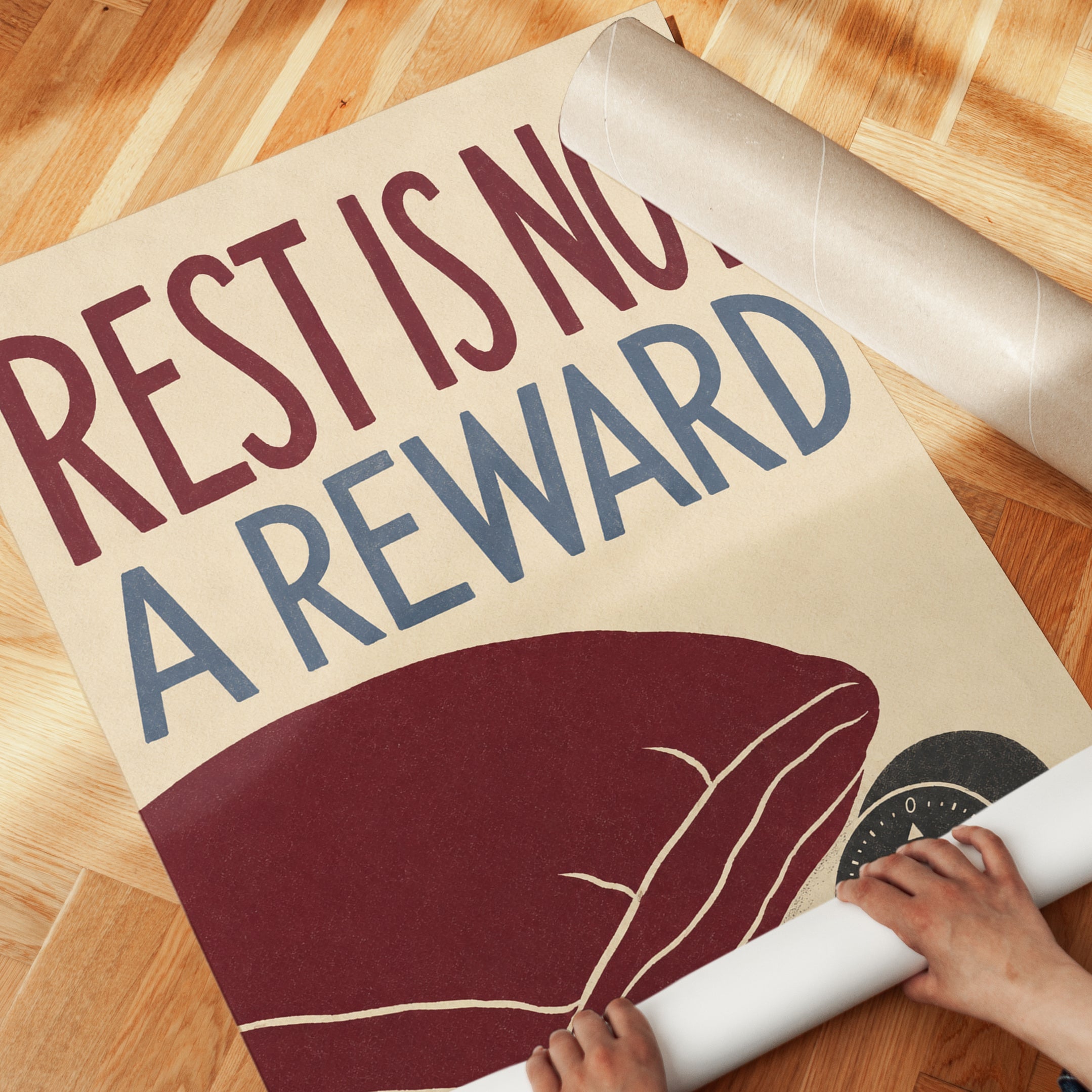 Rest Is Not A Reward Print: Vintage Motivational Poster - detail