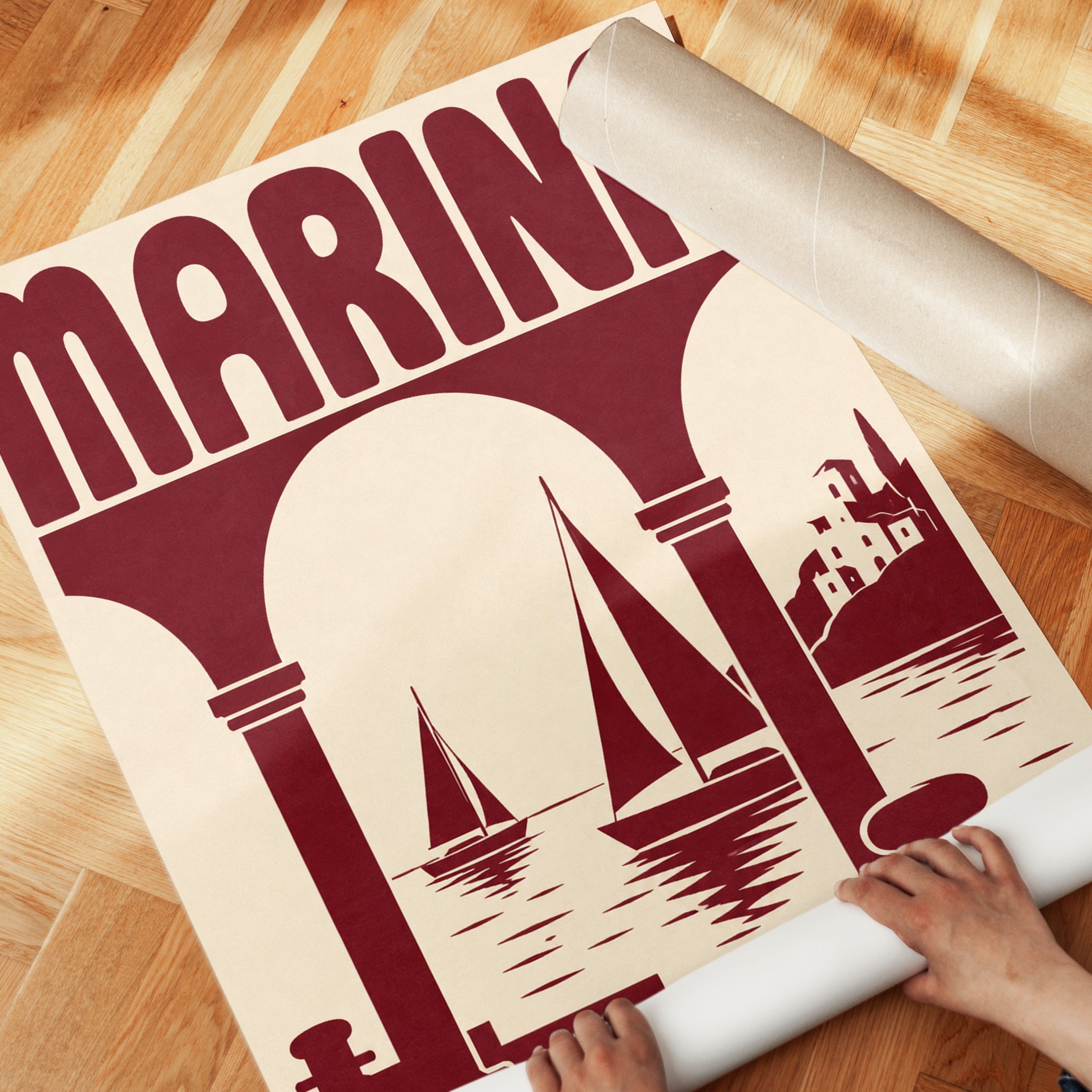 Marina Vintage Travel Poster – Italian Coast - detail