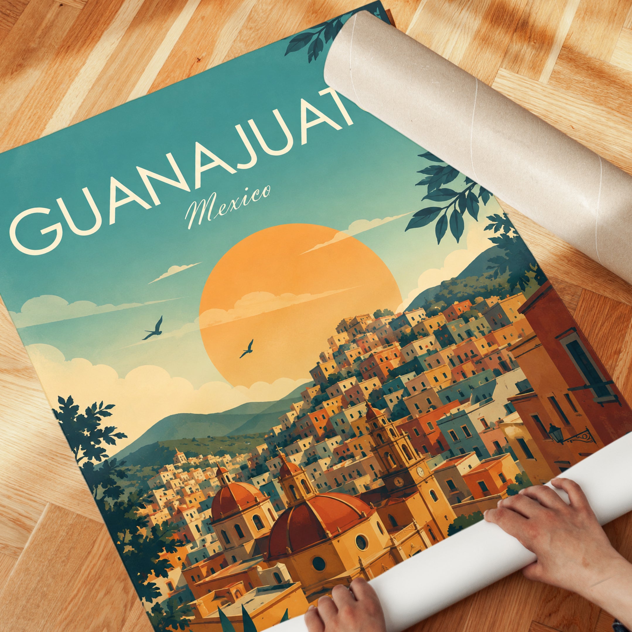 Guanajuato Travel Poster – Mexico Wall Art - detail