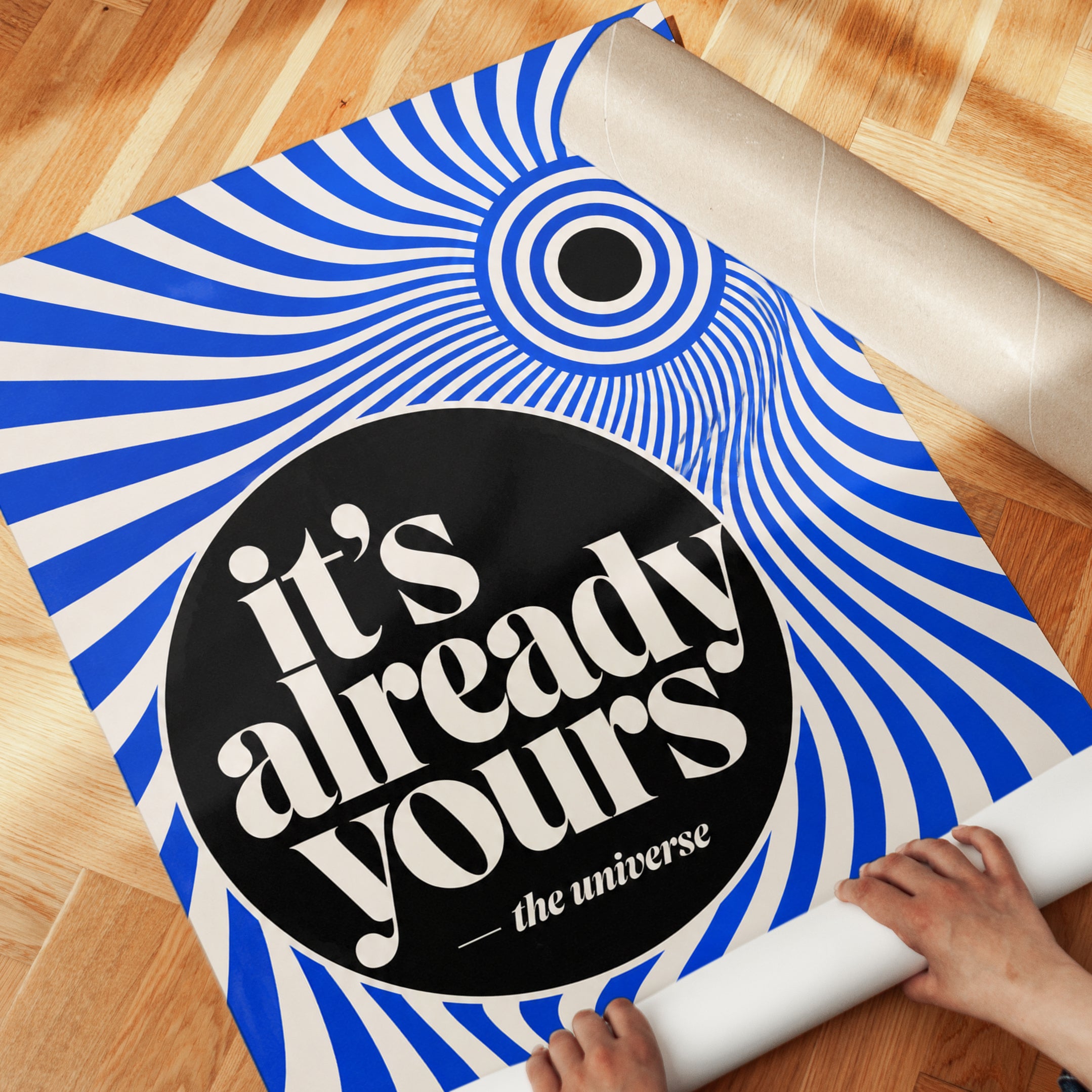 Retro Psychedelic Motivational Print — It's Already Yours Quote - detail